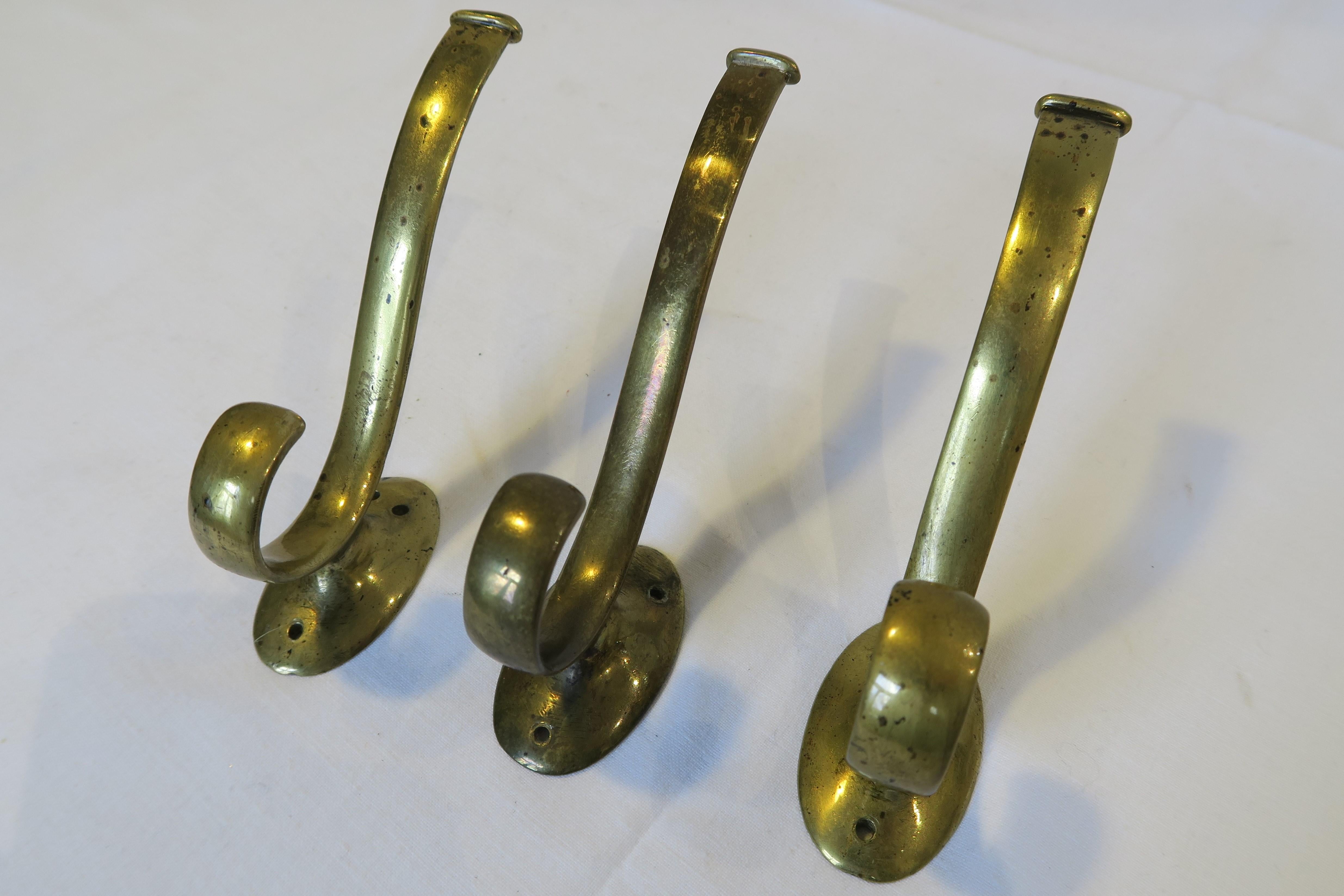 Austrian Authentic Wiener Werkstätte Coat Hooks Made from Brass For Sale