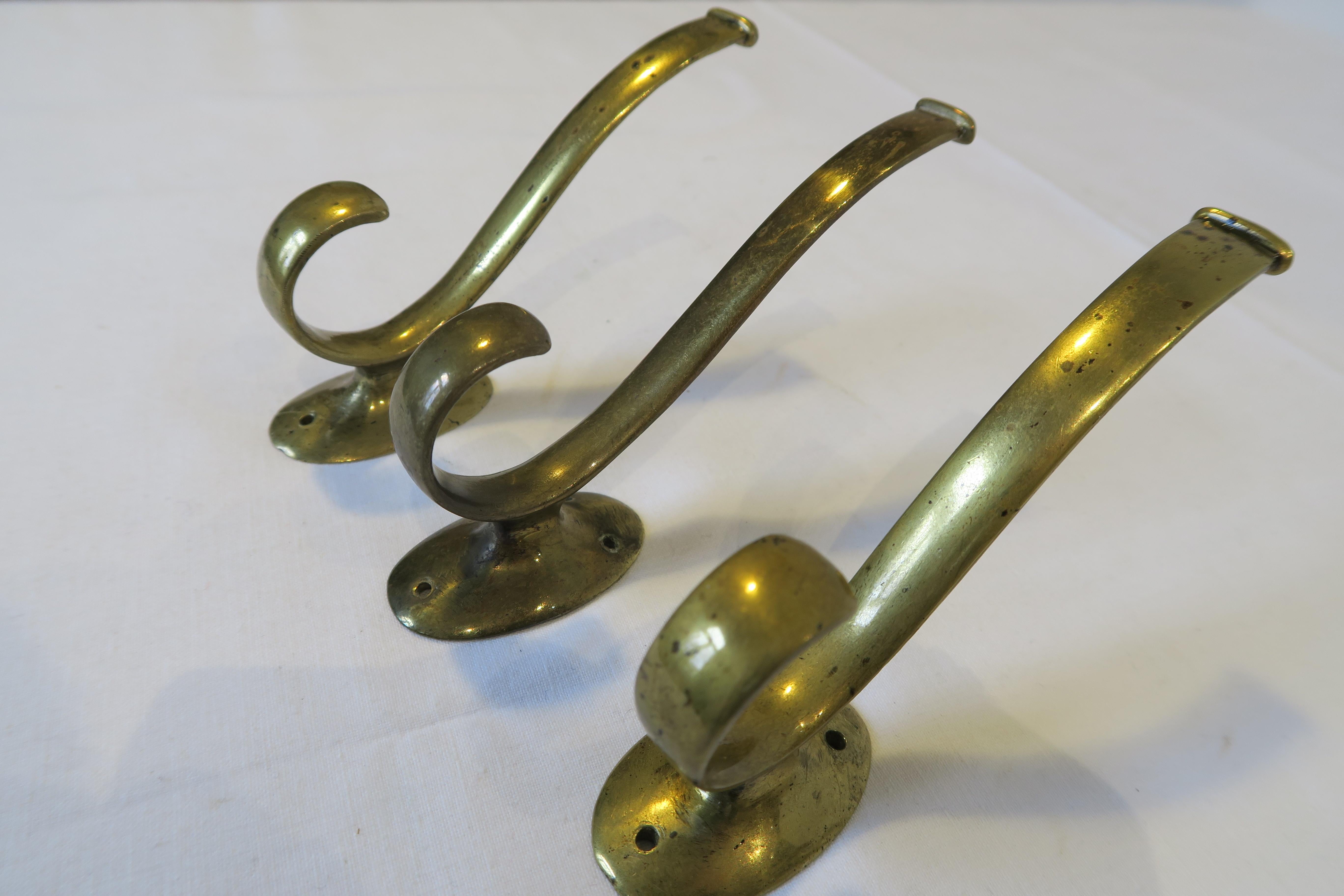 Hand-Crafted Authentic Wiener Werkstätte Coat Hooks Made from Brass For Sale