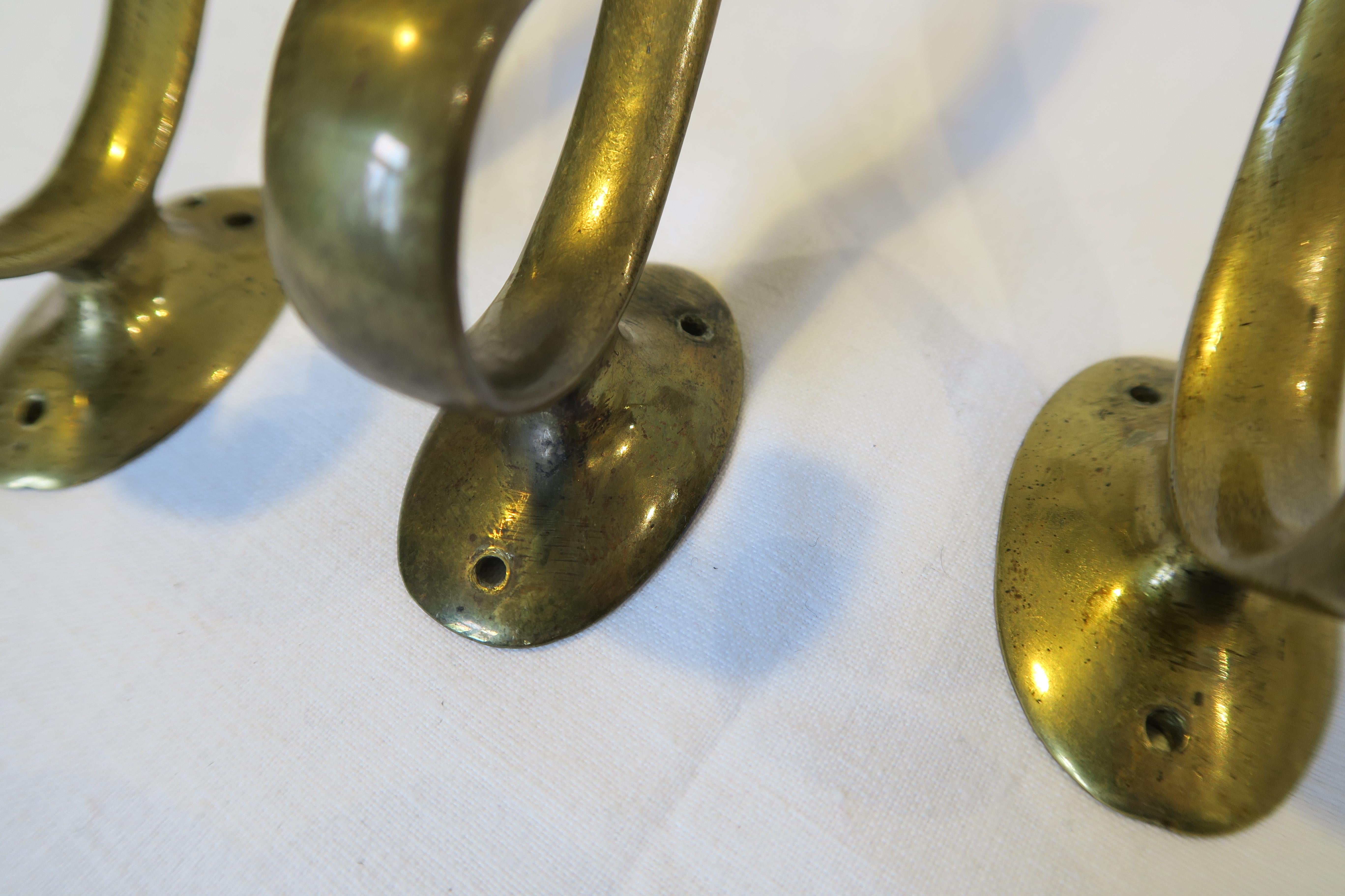 Authentic Wiener Werkstätte Coat Hooks Made from Brass In Excellent Condition For Sale In Vienna, AT