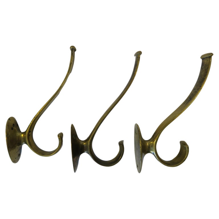 Authentic Wiener Werkstätte Coat Hooks Made from Brass For Sale at