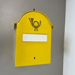 authentic yellow metal and brass post letter box element, Germany 1950s