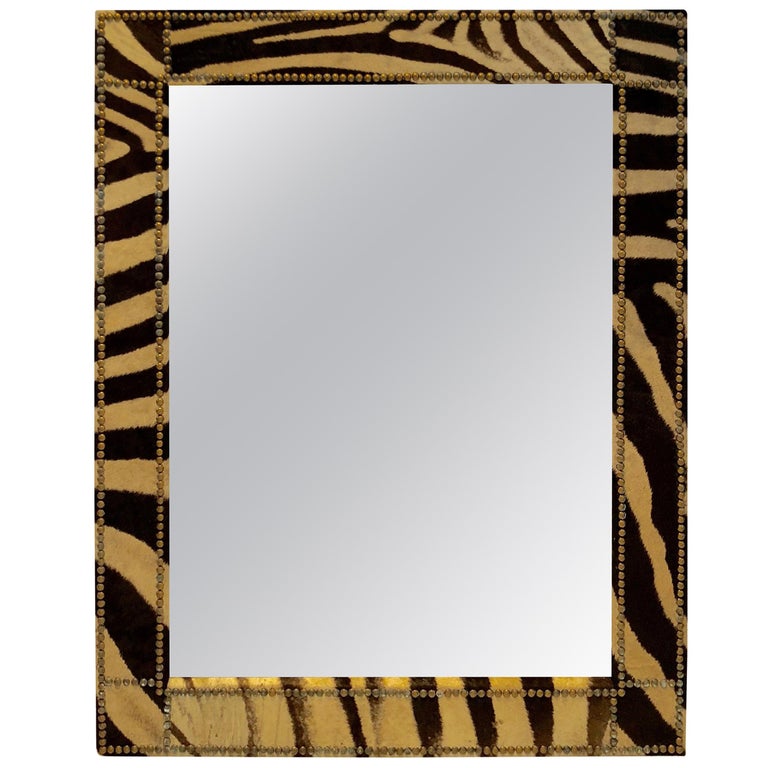 Authentic Zebra Hide Upholstered Custom Mirror For Sale at 1stDibs