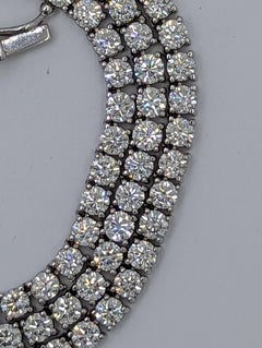 Authenticity Guarantee 14K White Gold 20.00ct Flawless Diamond Tennis Necklace