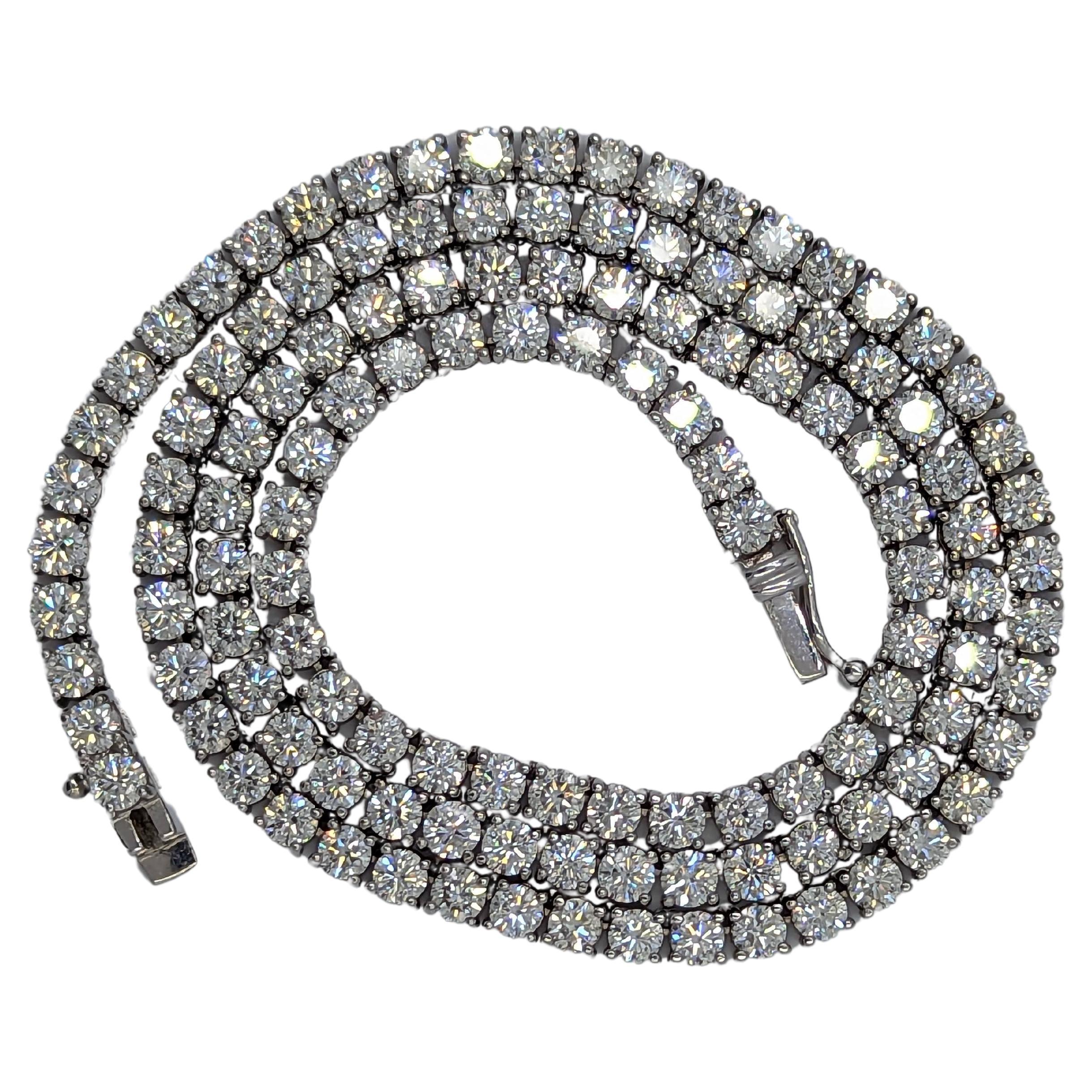 Authentizitätsgarantie 14K Weißgold 20,00 Karat makellose Diamant-Tennis-Halskette