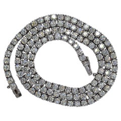 Collier tennis en or blanc 14 carats avec garantie d'authenticité de 20,00 carats et diamants sans défaut