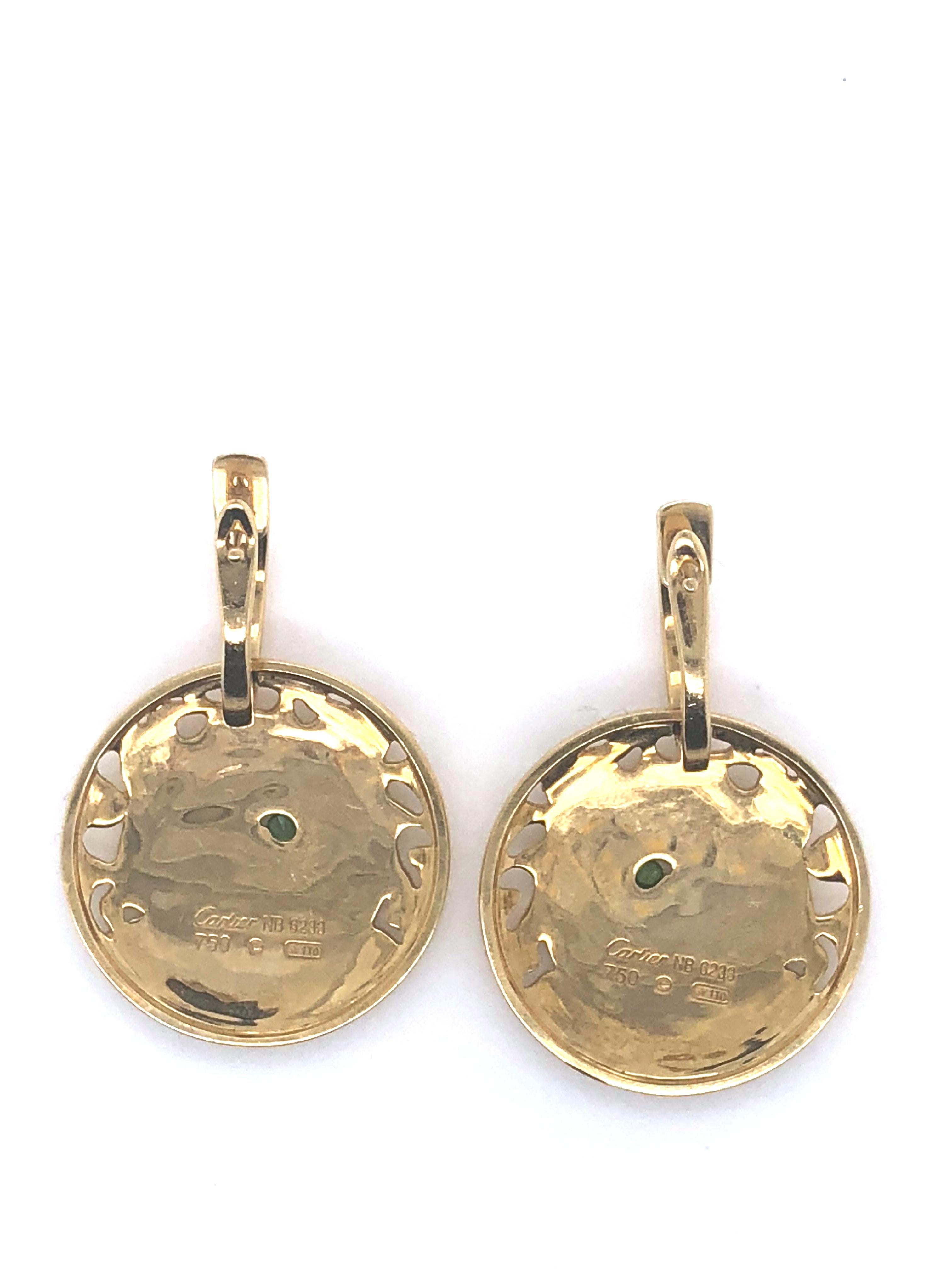Round Cut Authetic Panthere De Cartier Earrings For Sale
