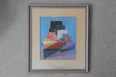 Composition Pastel Artwork, Mid-Century Modern, Framed, 1951