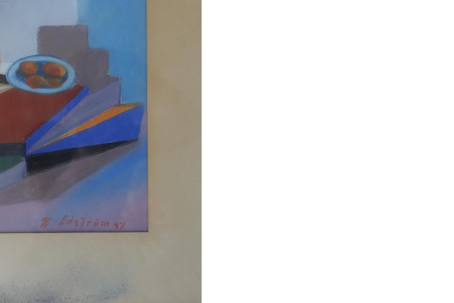 Autor unbekannt, Komposition, Pastell, 1951, gerahmt (Moderne der Mitte des Jahrhunderts) im Angebot
