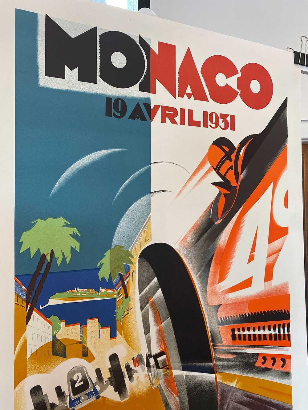 Autorisierte Auflage des Monaco Grand Prix Autoplakats 1931 von Falcucci, Vintage (Französisch) im Angebot