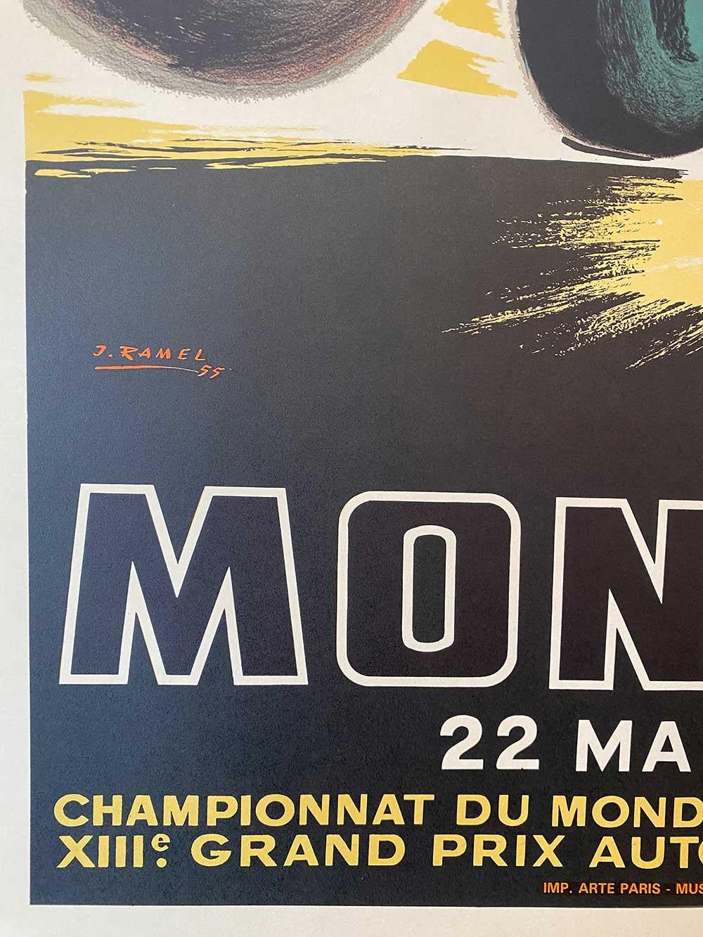 Français Affiche rétro autorisée du Grand Prix de Monaco 1955 par J. Ramel en vente