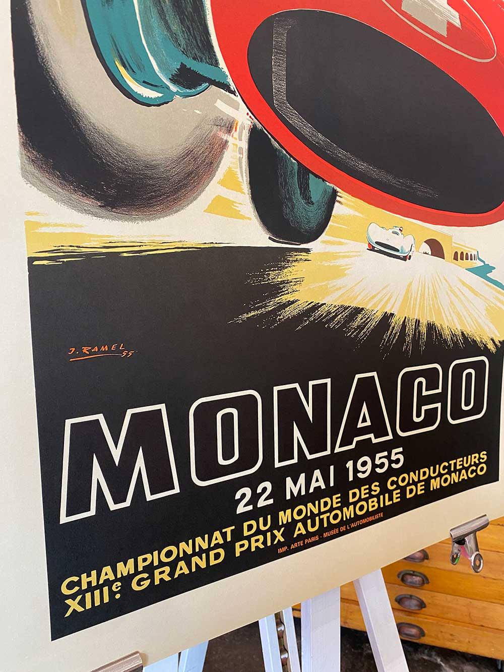 Affiche rétro autorisée du Grand Prix de Monaco 1955 par J. Ramel Excellent état - En vente à Melbourne, Victoria