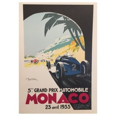 Authorized Edition Retro Monaco Grand Prix Car Poster by Geo Ham, 1933