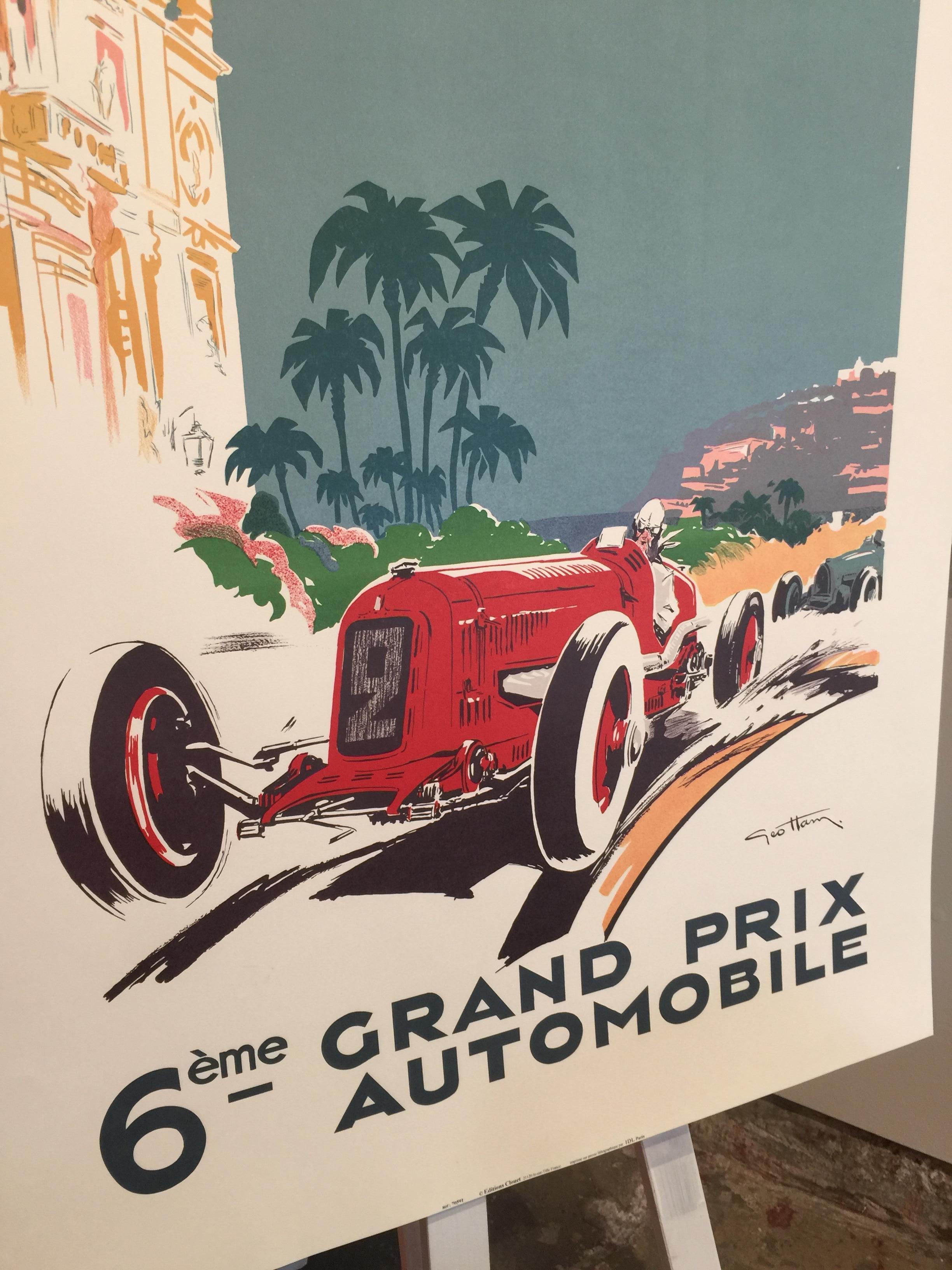 Authorised Edition vintage Monaco Grand Prix car poster by Geo Ham 1934

This poster is advertising the Grand Prix

Printed by IDL Paris, circa 1980
Size: 27 x 39 inch.

 