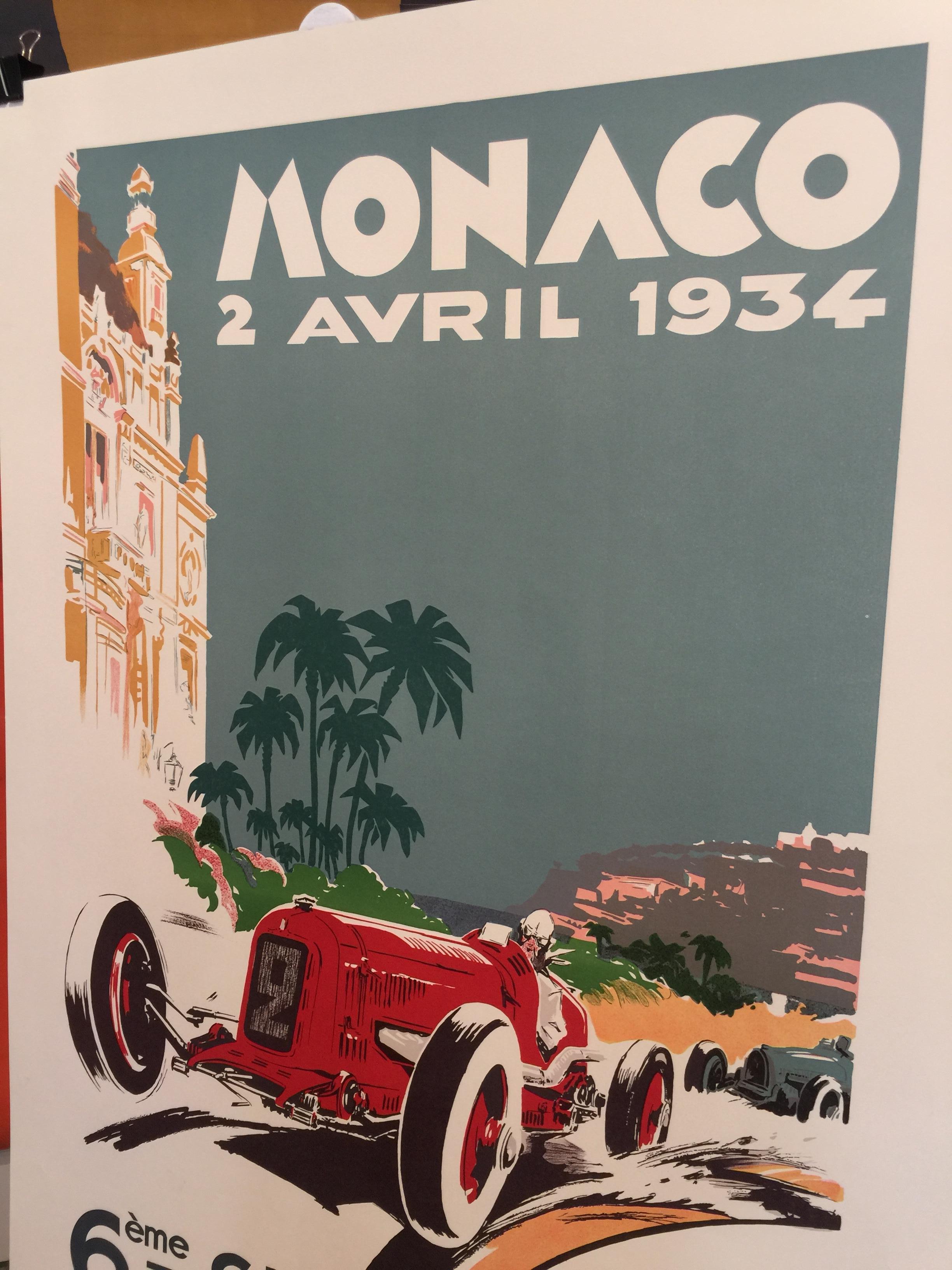monaco grand prix vintage poster