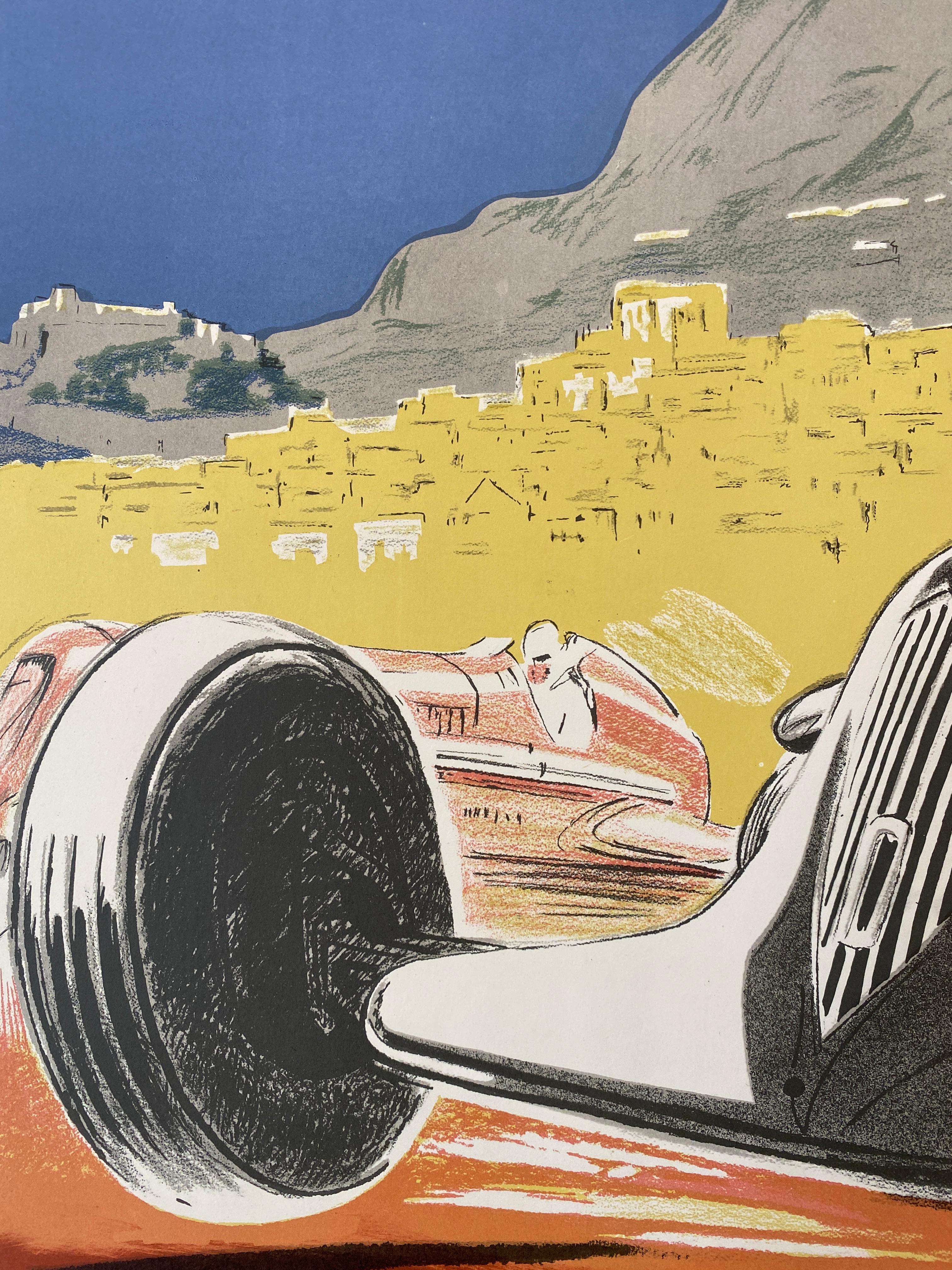 Francese Poster d'epoca del Gran Premio di Monaco di Geo Ham, edizione autorizzata, 1935 in vendita