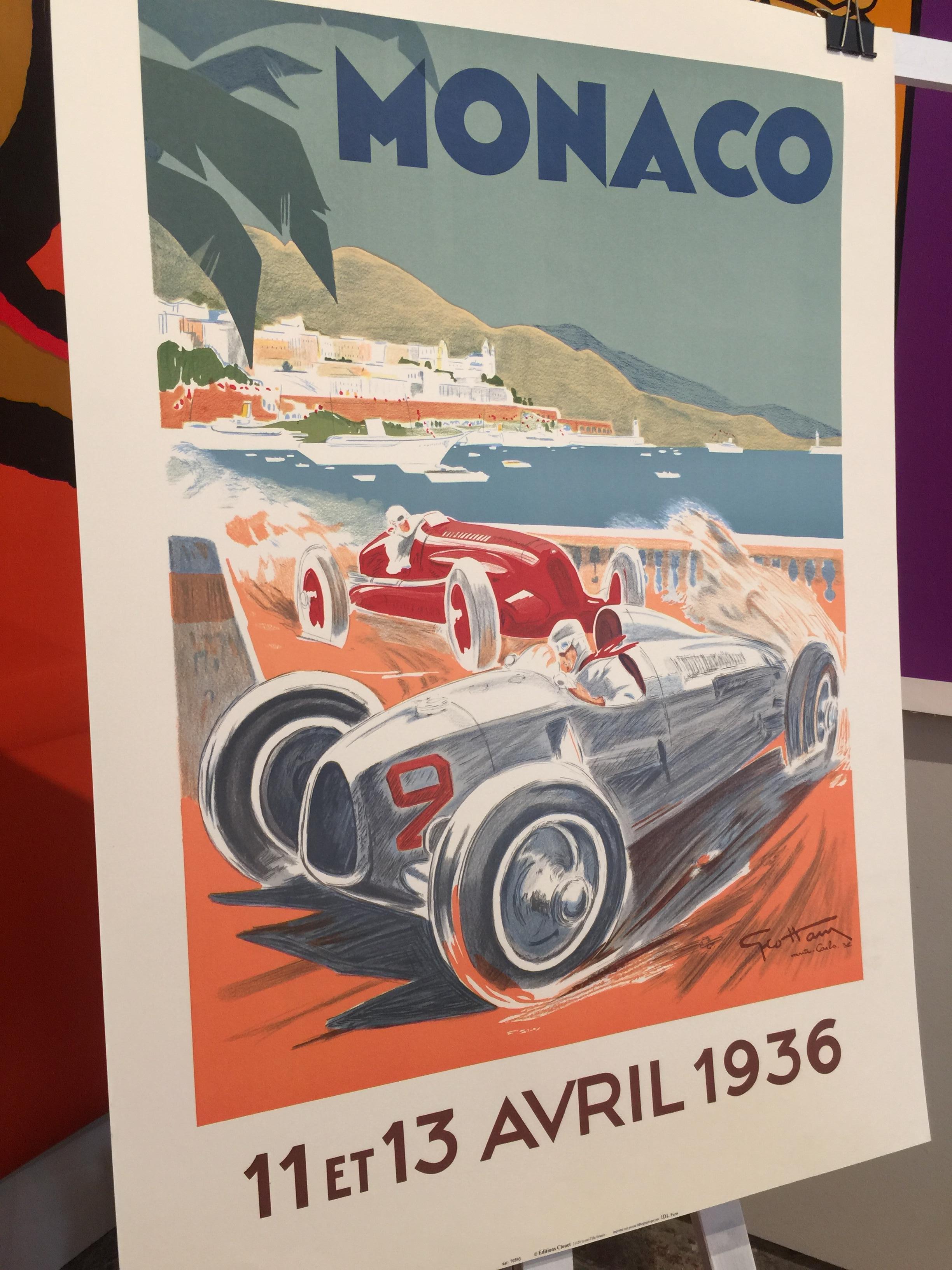 1936 CAR AUTOMOBILE STREET RACING GRAND PRIX MONACO VINTAGE POSTER REPRO 