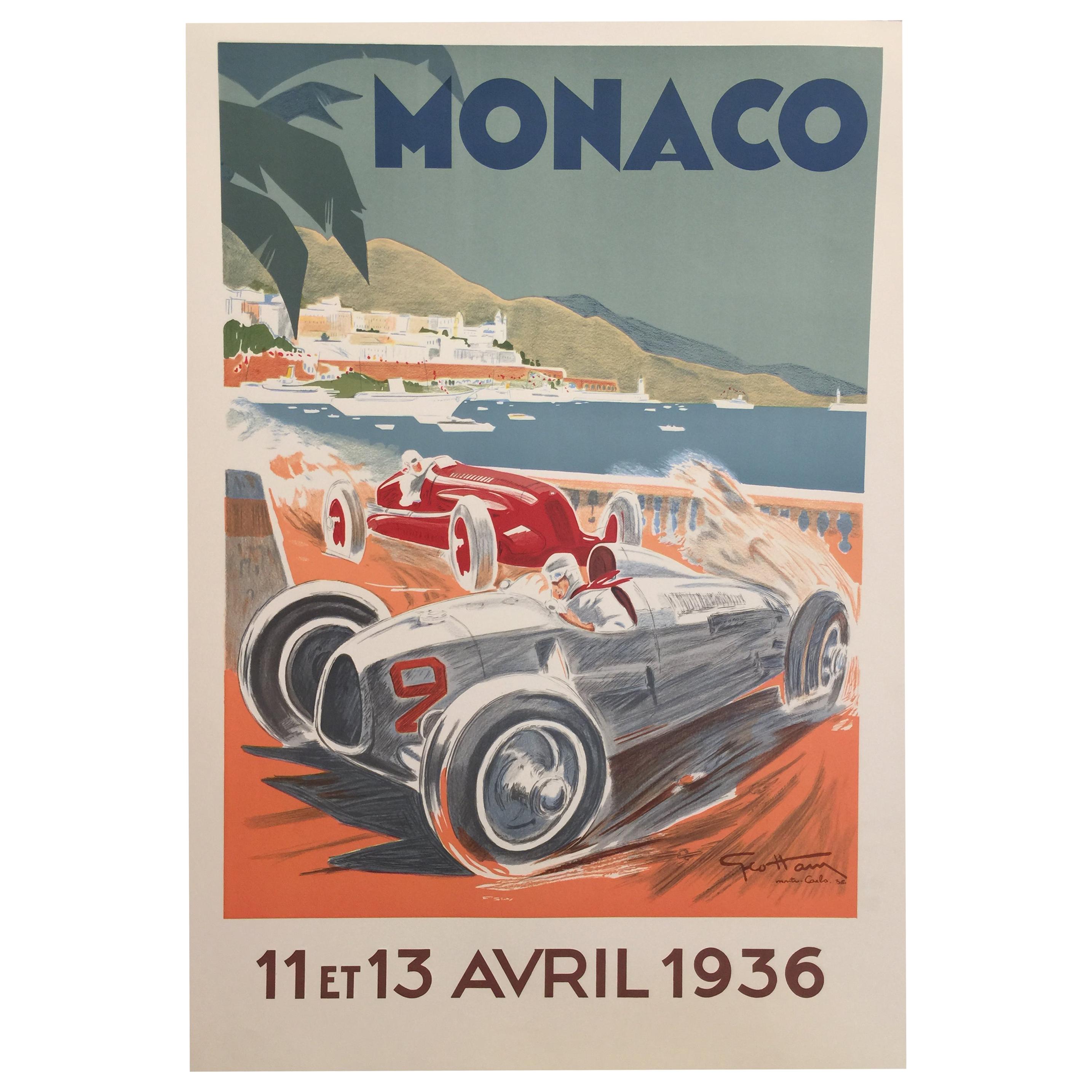 Vintage 1936 Monaco Grand Prix Canvas Art Poster and Wall Art Picture Print Modern Family bedroom Decor Posters 12×08inch 30×20cm