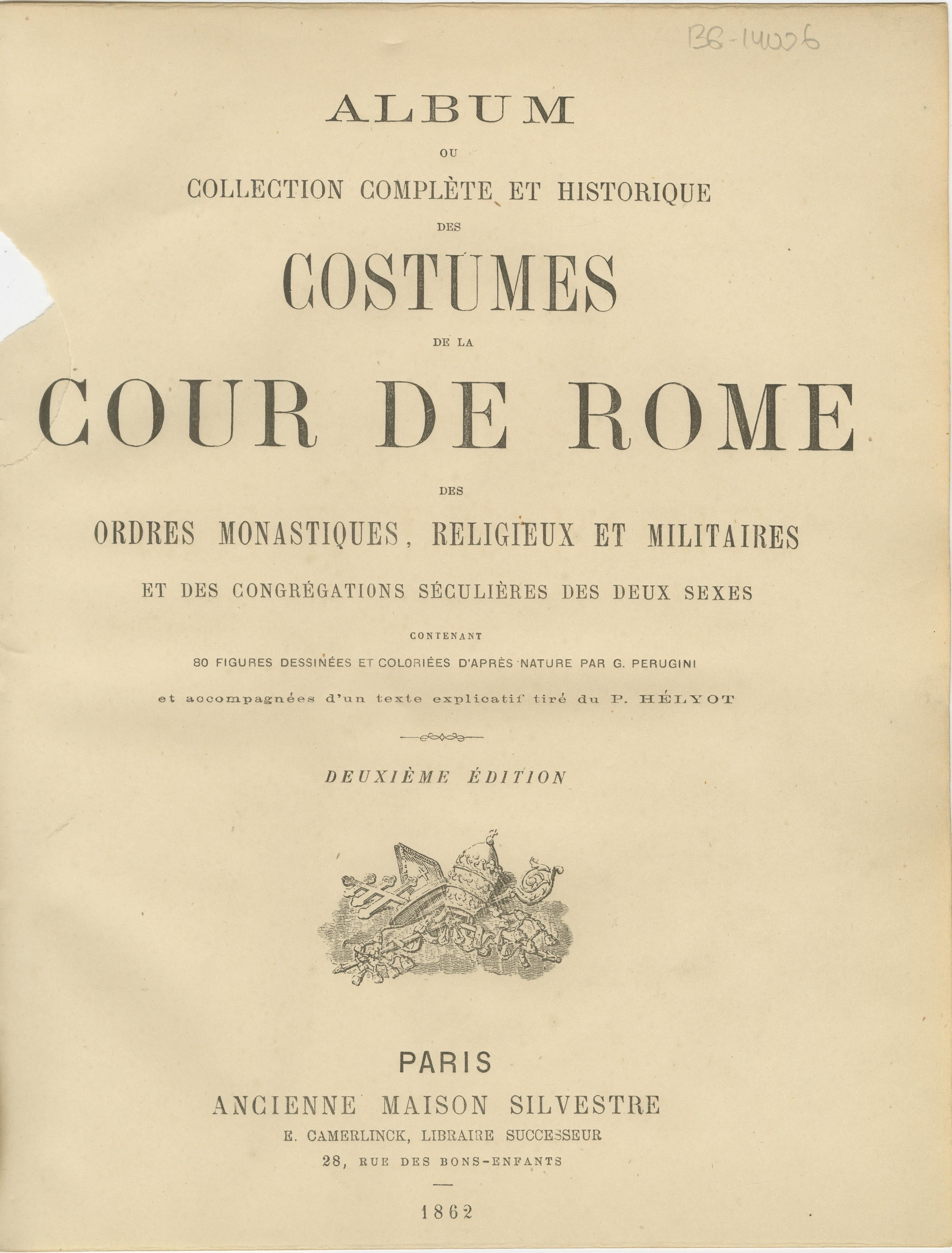 Mid-19th Century Authority in Tradition: Litho of the Dean of Cardinals’ Servants, 1862 For Sale