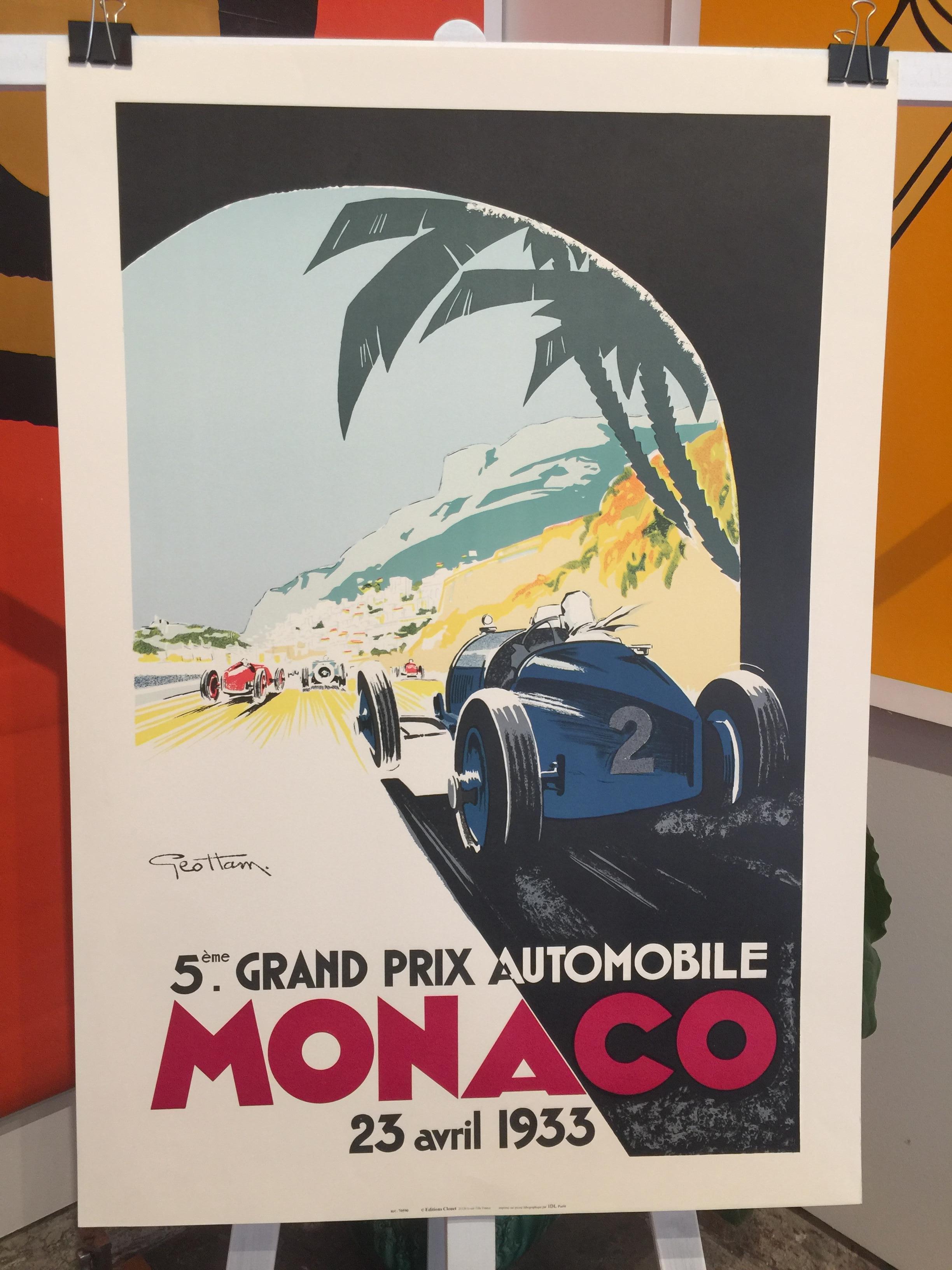 Authorized edition vintage Monaco Grand Prix car poster by Geo Ham, 1933

This poster is advertising the Grand Prix 

Printed by IDL Paris, circa 1980
Size: 27 x 39 inch.

   