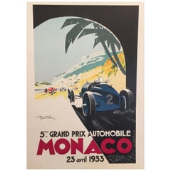 Authorized Edition Vintage Monaco Grand Prix Car Poster by Geo Ham, 1933