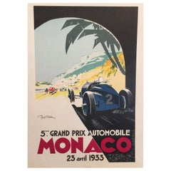 Authorized Edition Vintage Monaco Grand Prix Car Poster by Geo Ham, 1933