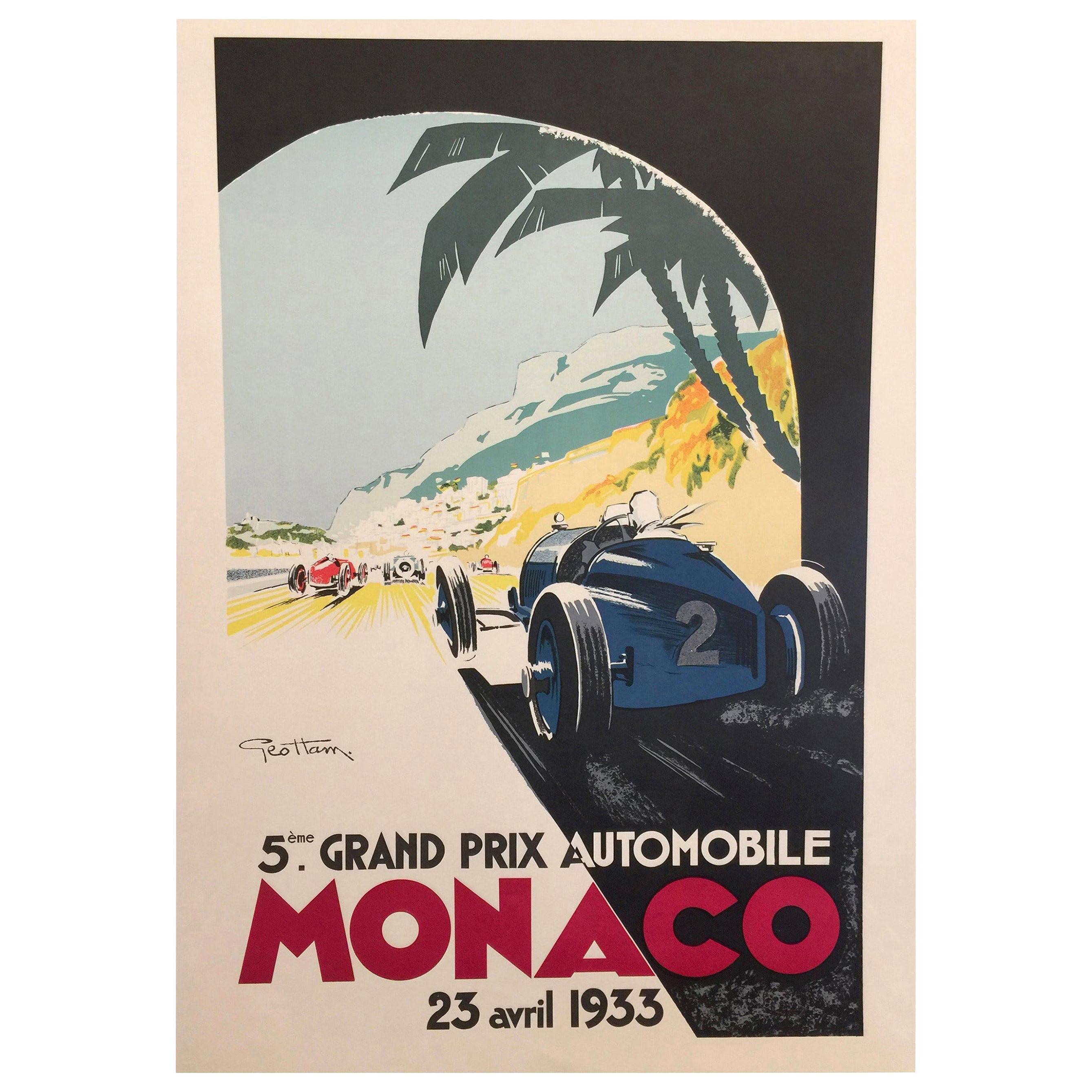 Authorized Edition Vintage "Monaco Grand Prix Car" Poster by Geo Ham, 1933
