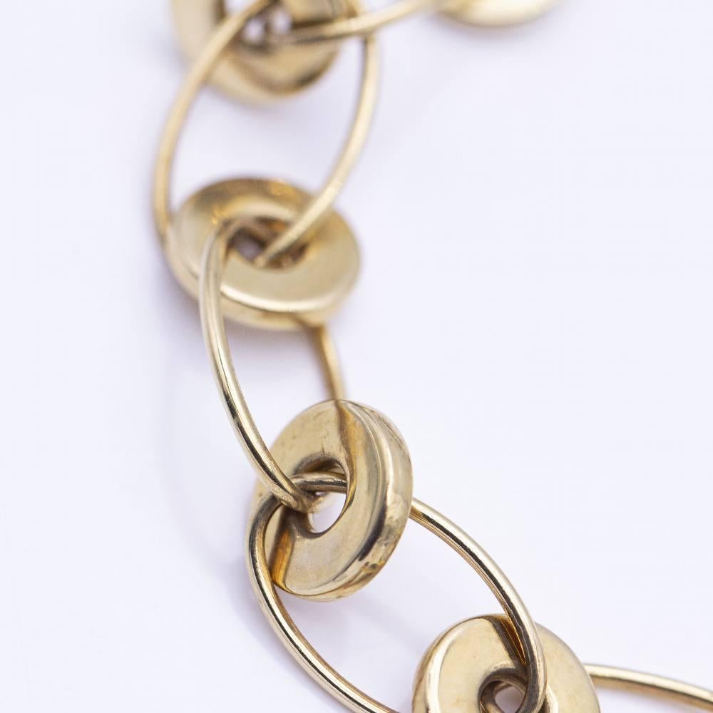 Bracelet d'auteur avec anneaux en or jaune pour femme : Or jaune 18kt : 15,50 grammes : Solide : 21cm de long : Fermoir mousqueton ! produit neuf ! Ref : N102866LF