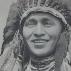 Autographed Photo of Native American Hopi Indian Chief in Full Headdress