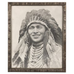 Vintage Autographed Photo of Native American Hopi Indian Chief in Full Headdress