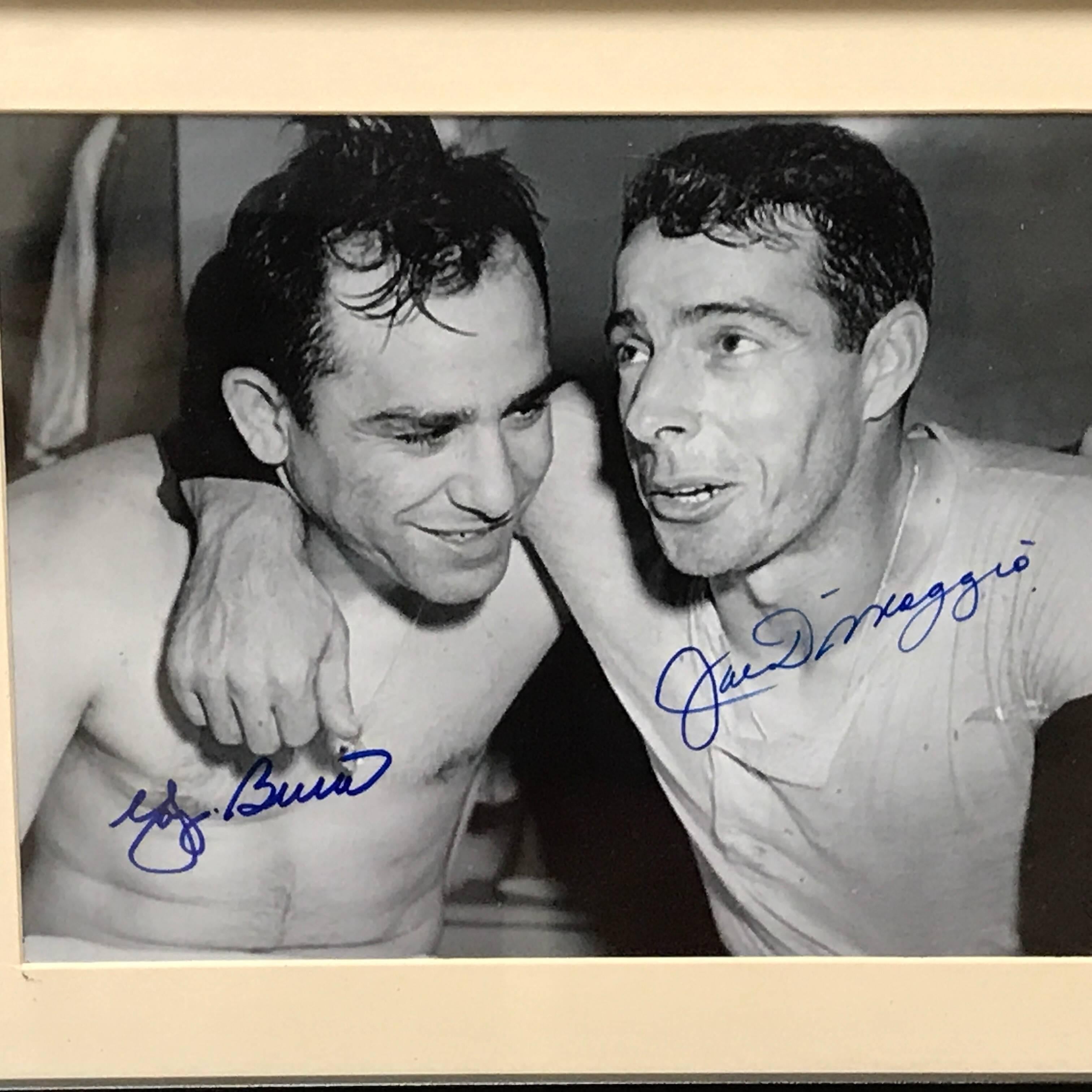 Autographed photo of Yogi Berra & Joe DiMaggio
Signed by both players
Photo measures: 10 x 8 inches
Framed and matted 12