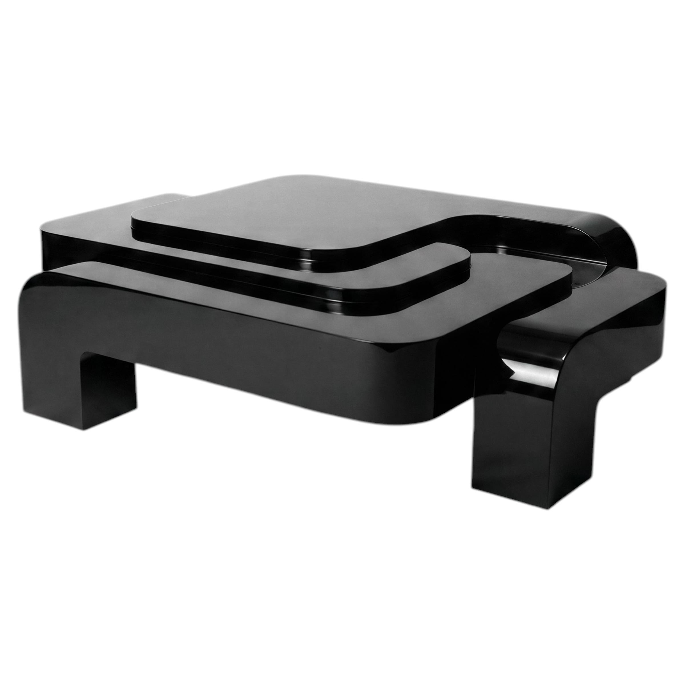 Table basse Automa, finition laquée noire, par Pietro Franceschini en vente