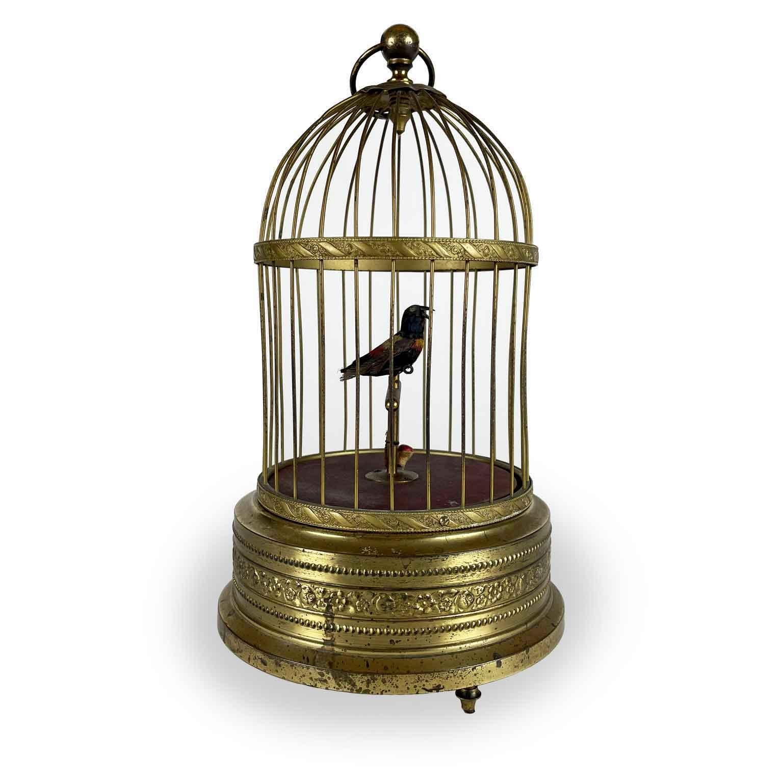 Automa Tedesco Gabbia Con Uccello Cantante e Animato des années 1920 Karl Griesbaum en vente 3