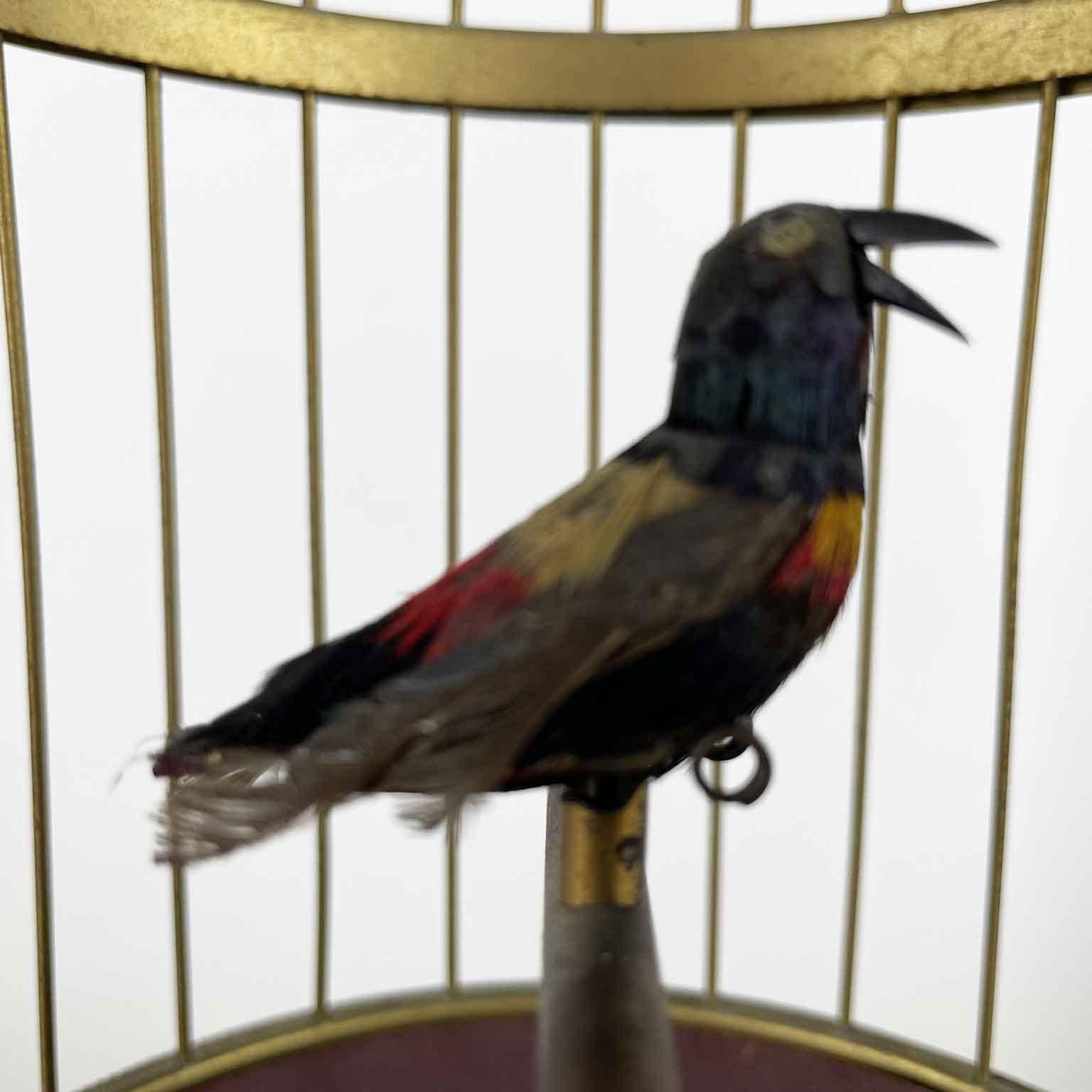 Laiton Automa Tedesco Gabbia Con Uccello Cantante e Animato des années 1920 Karl Griesbaum en vente
