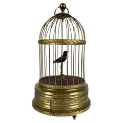 Antique German Automa Cage With Singing Bird and Animated 1920s Karl Griesbaum