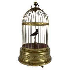 Automa Tedesco Gabbia Con Uccello Cantante e Animato des années 1920 Karl Griesbaum