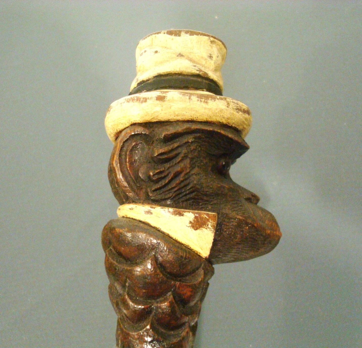 Automated Humorous Monkey Portrait Sculpture Walking Stick Cane For Sale 1