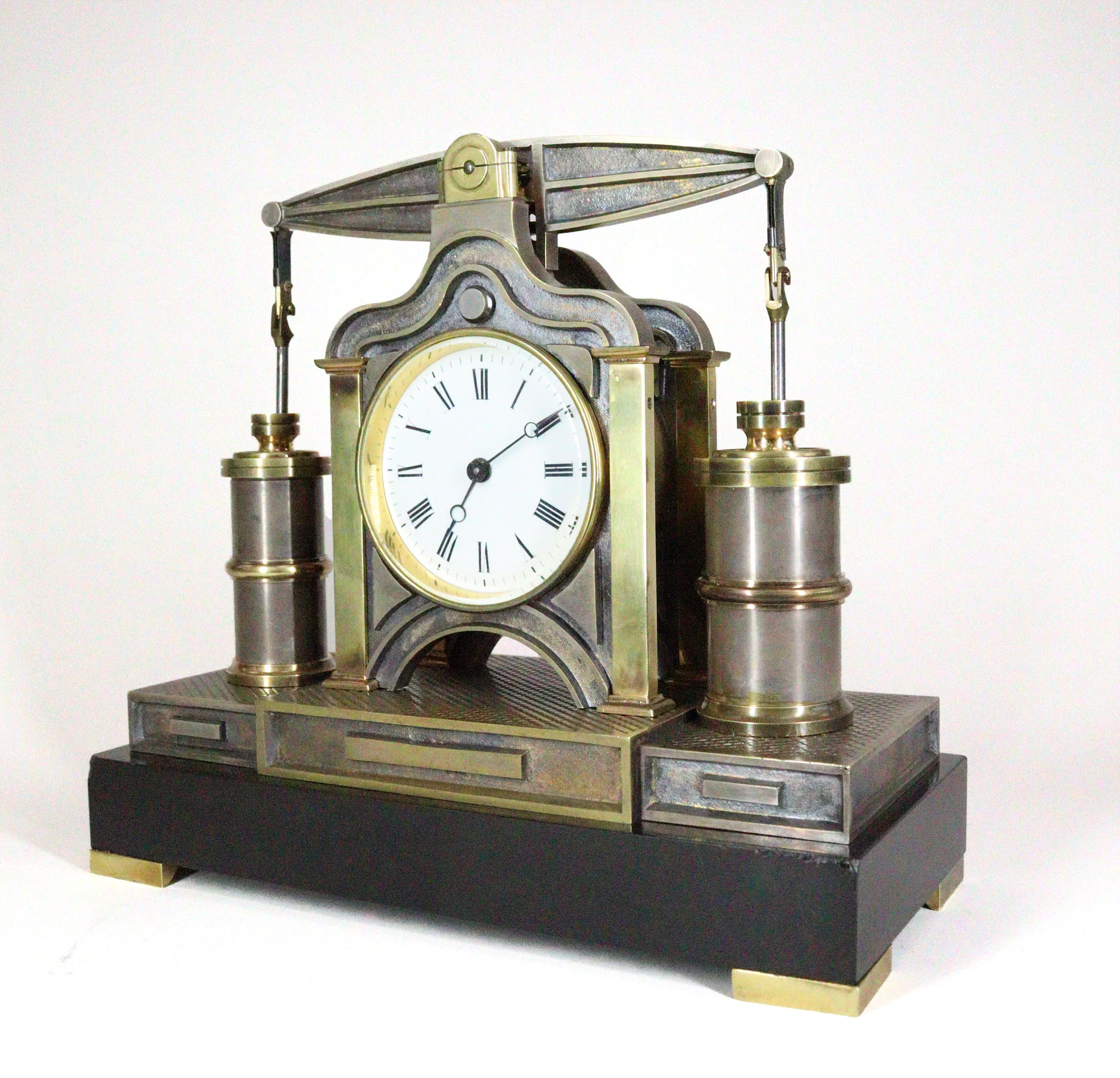 Industrial Automaton Beam Engine Clock by Andre Guilmet For Sale