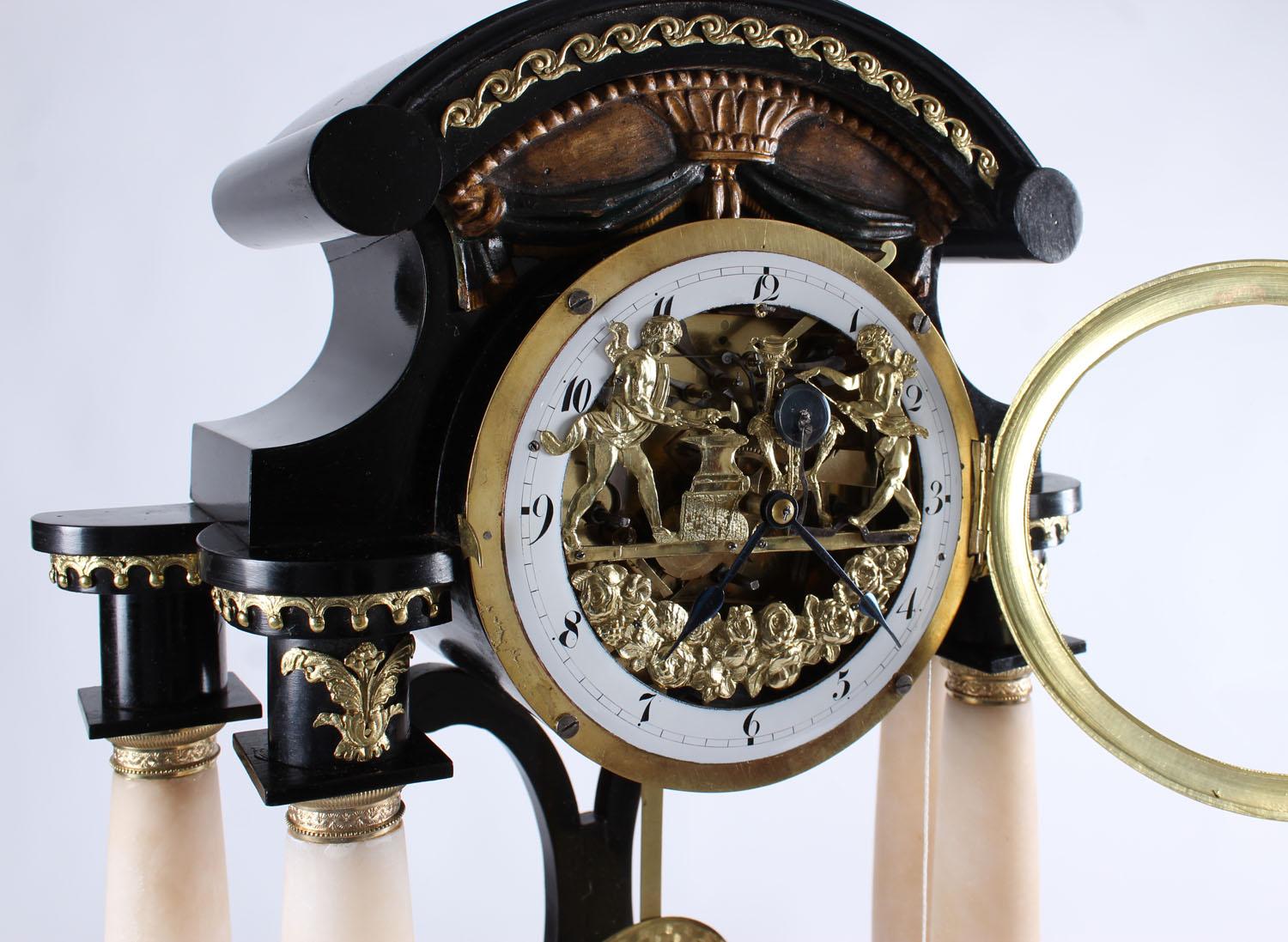 Austrian Automaton Clock with Moving Cupid, Vienna, 19th Century, Biedermeier, circa 1820