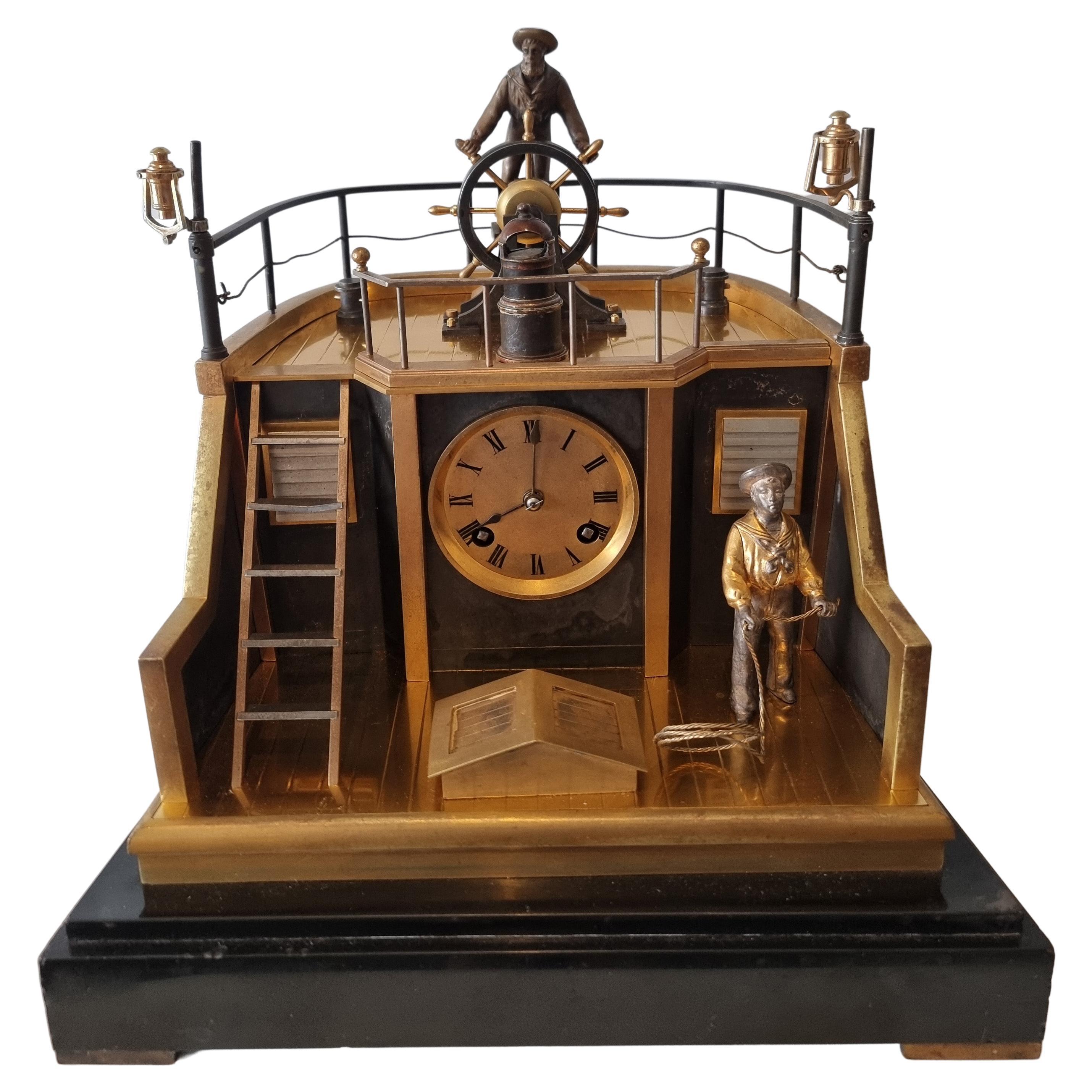 Automaton Industrial series Quarterdeck, Helmsman mantel clock by Guilmet For Sale