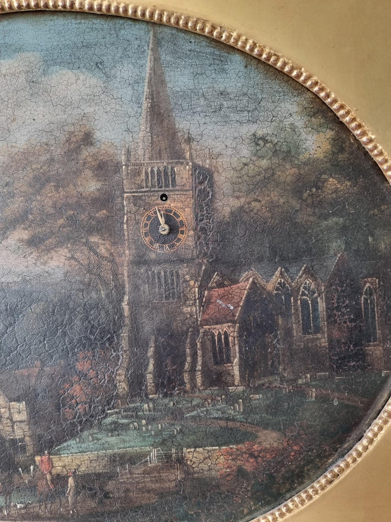 Automaton Picture clock in square frame with oval aperture and windmill ...