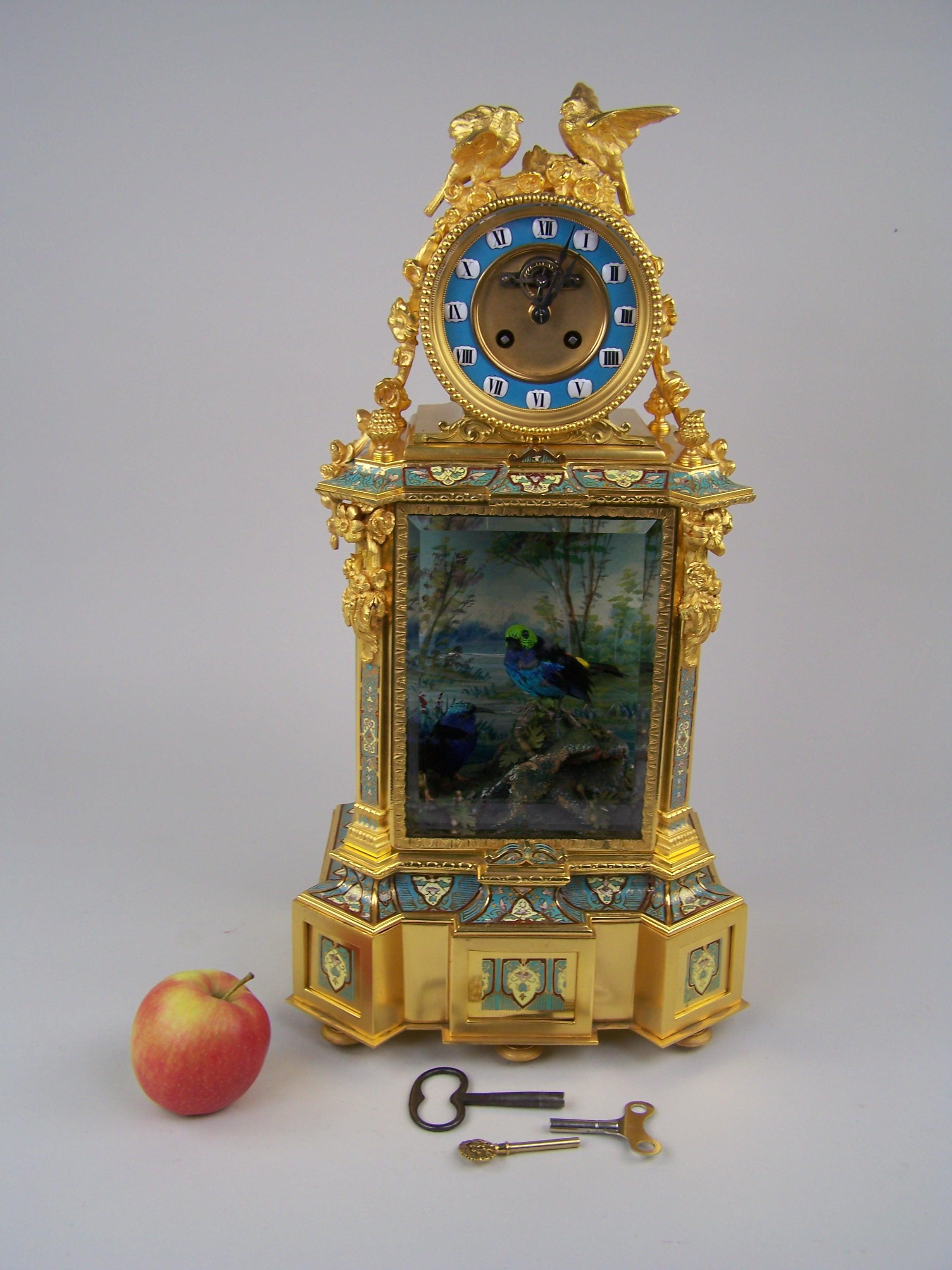 Very rare, one of a kind, clock made by Bontems in France at the end of the 19th century. 

It is an absolute Top-piece for Bontems because :

1. The luxurious case,
2. The rare escapement on the clock (no 2nd known with this escapement!!!).
3.