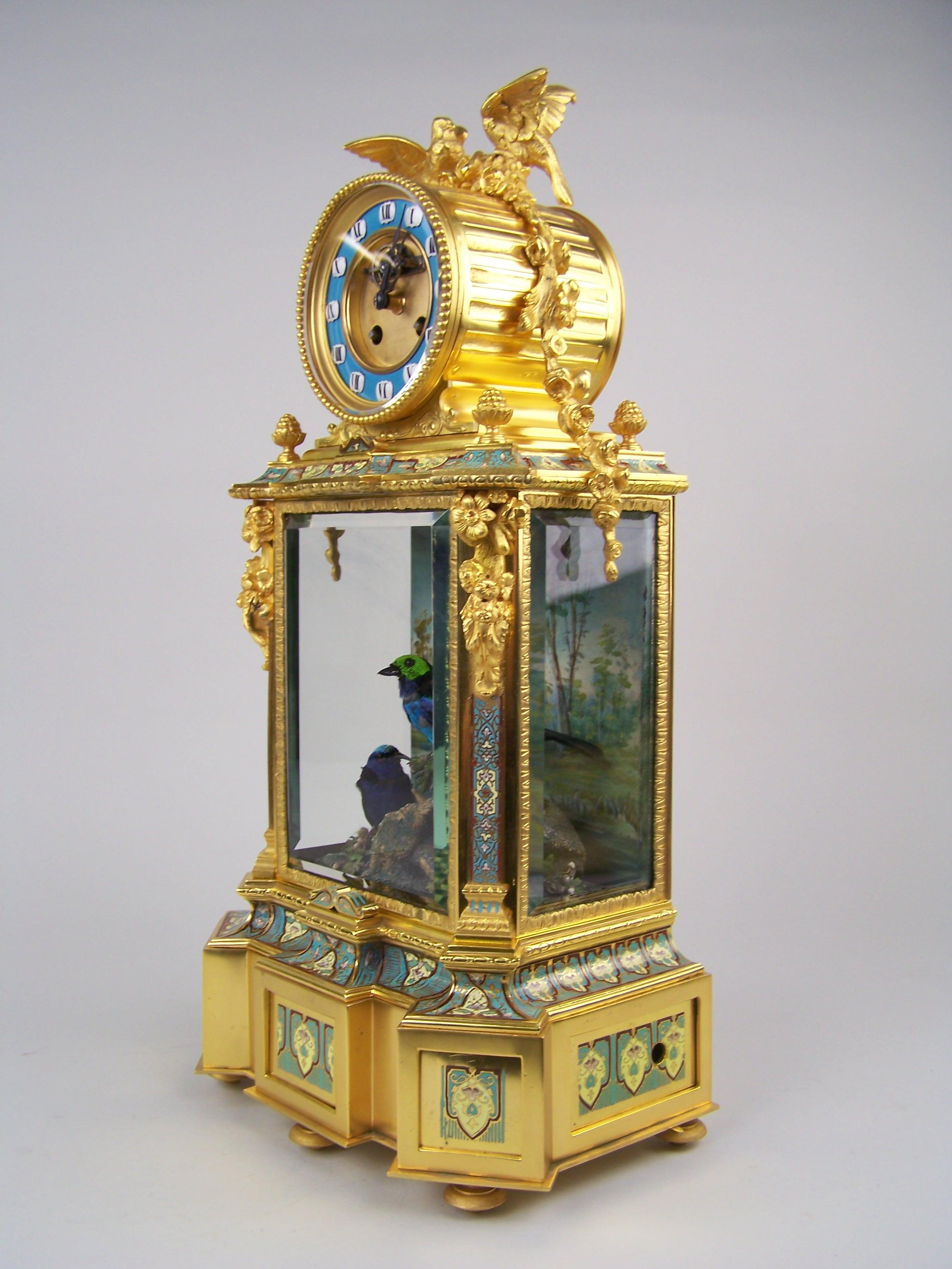 Clock with Singing Bird Automaton and Musical Mechanism by Bontems 1