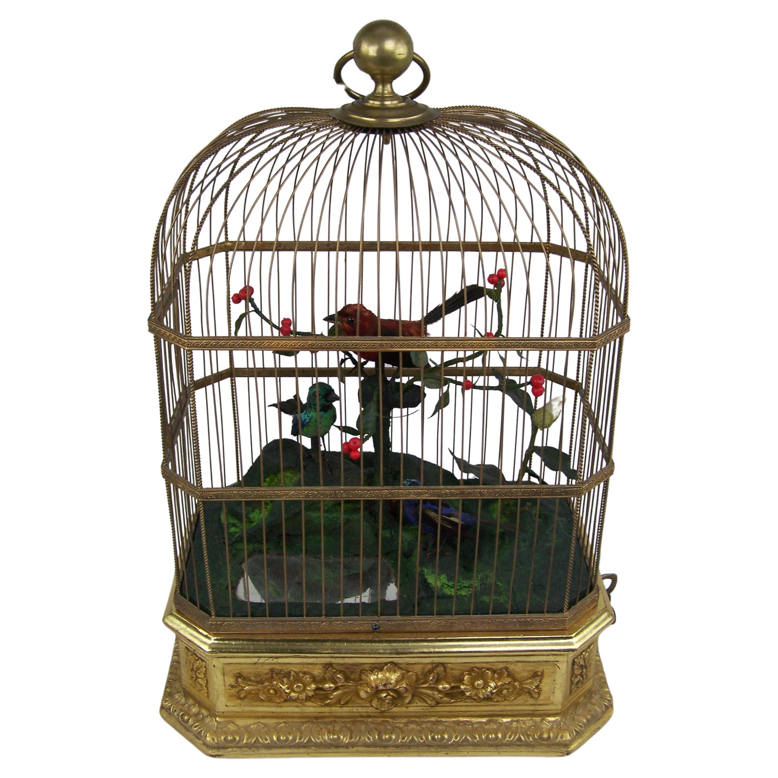 Singing Bird Cage by Bontems  For Sale