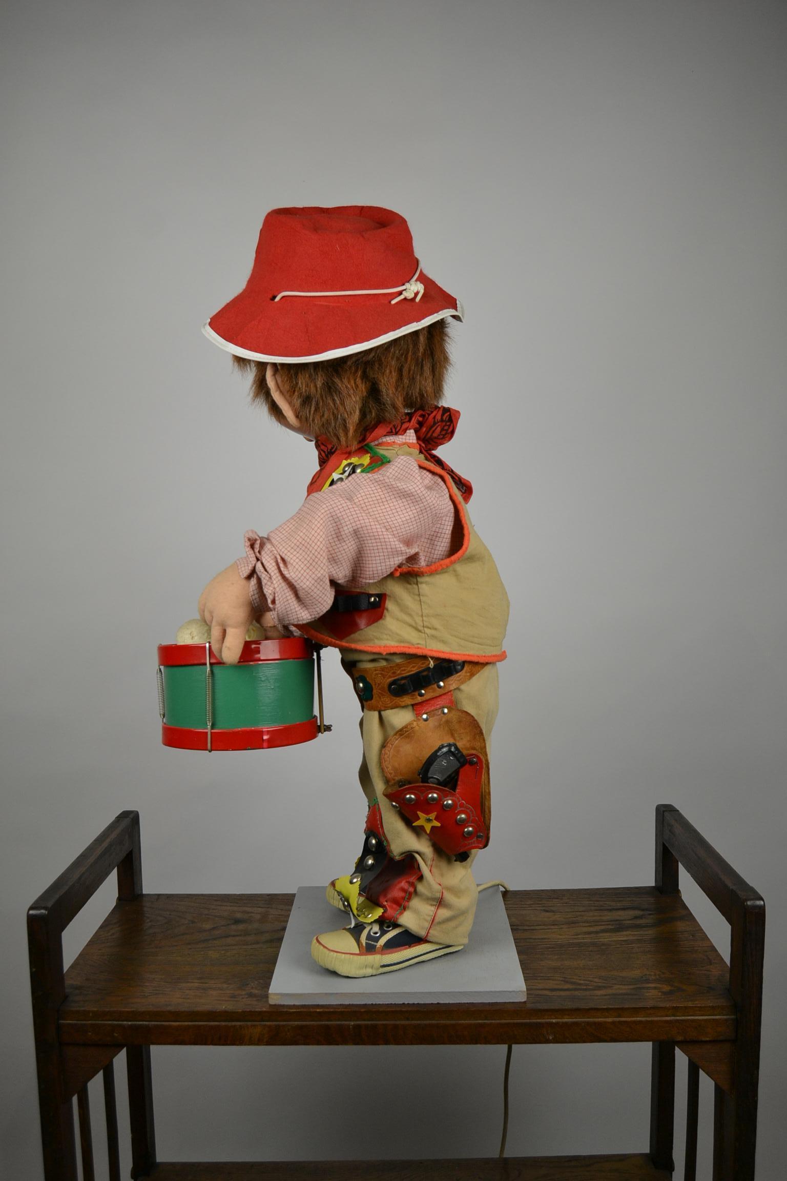 Automaton Texas Cowboy Doll Playing Drum, 1960s 6