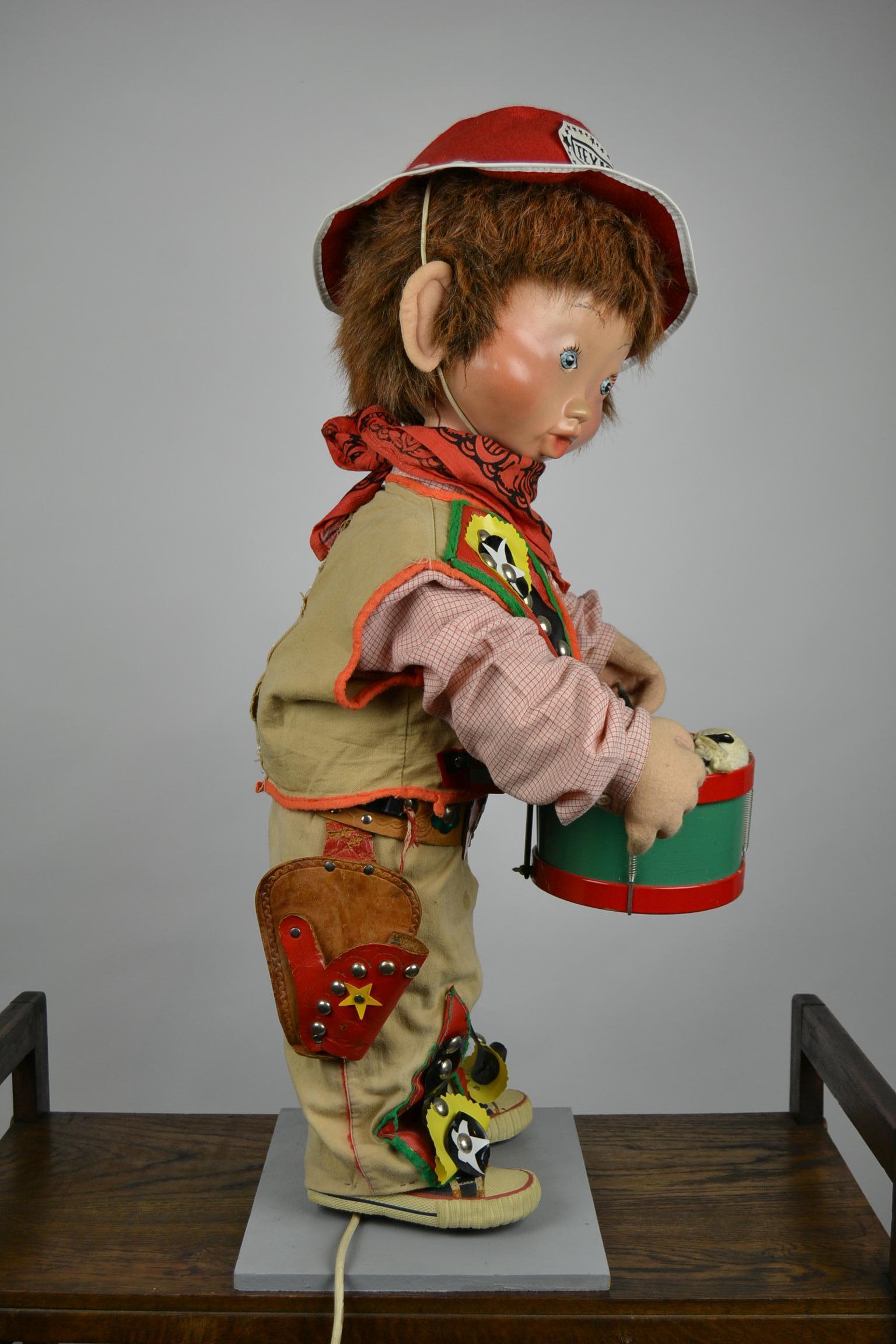 Automaton Texas Cowboy Doll Playing Drum, 1960s 9