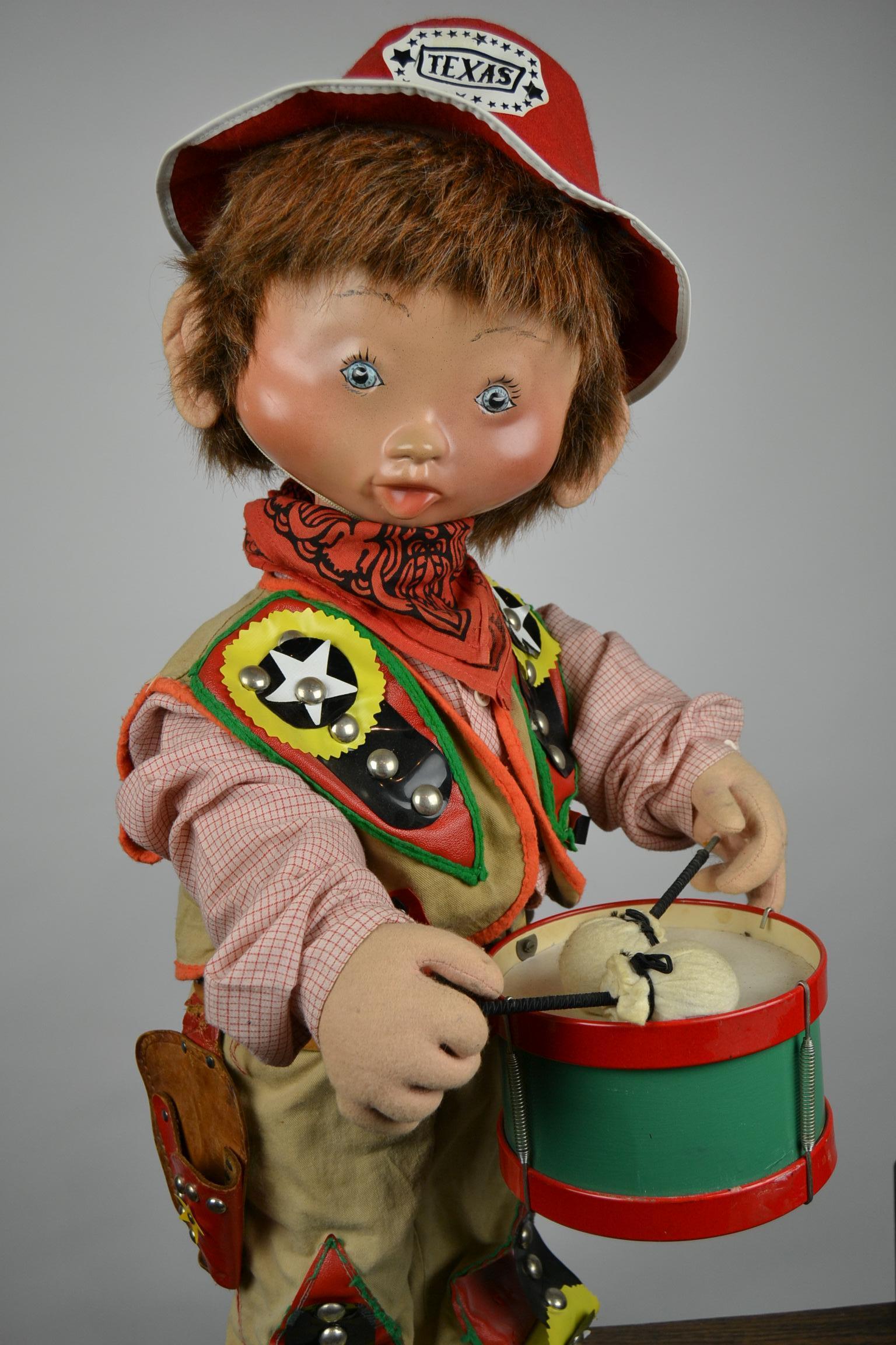 Automaton Texas Cowboy Doll Playing Drum, 1960s 10