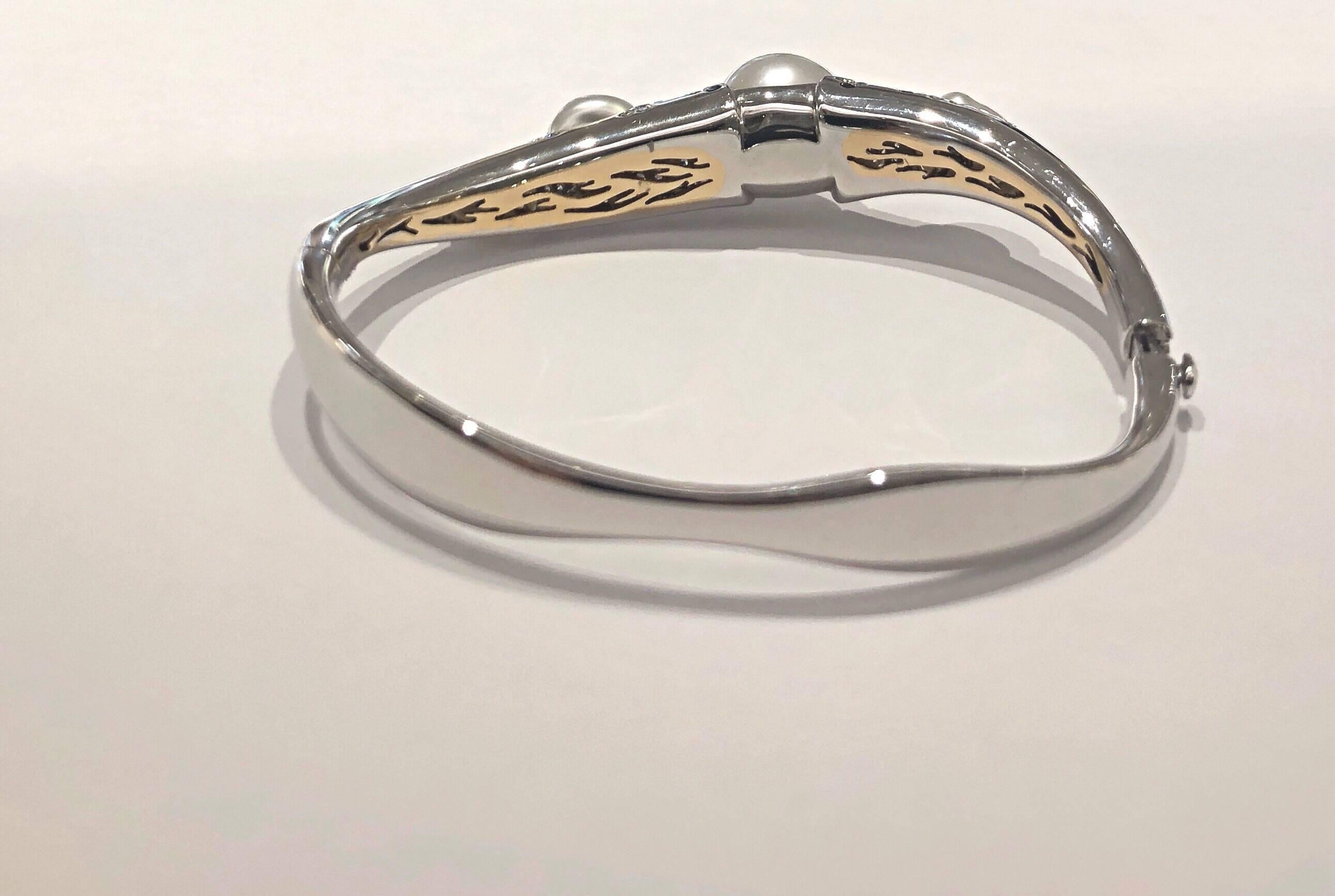 Taglio rotondo Bracciale Autore con perle barocche, diamanti e zaffiri da 1,47 carati in vendita
