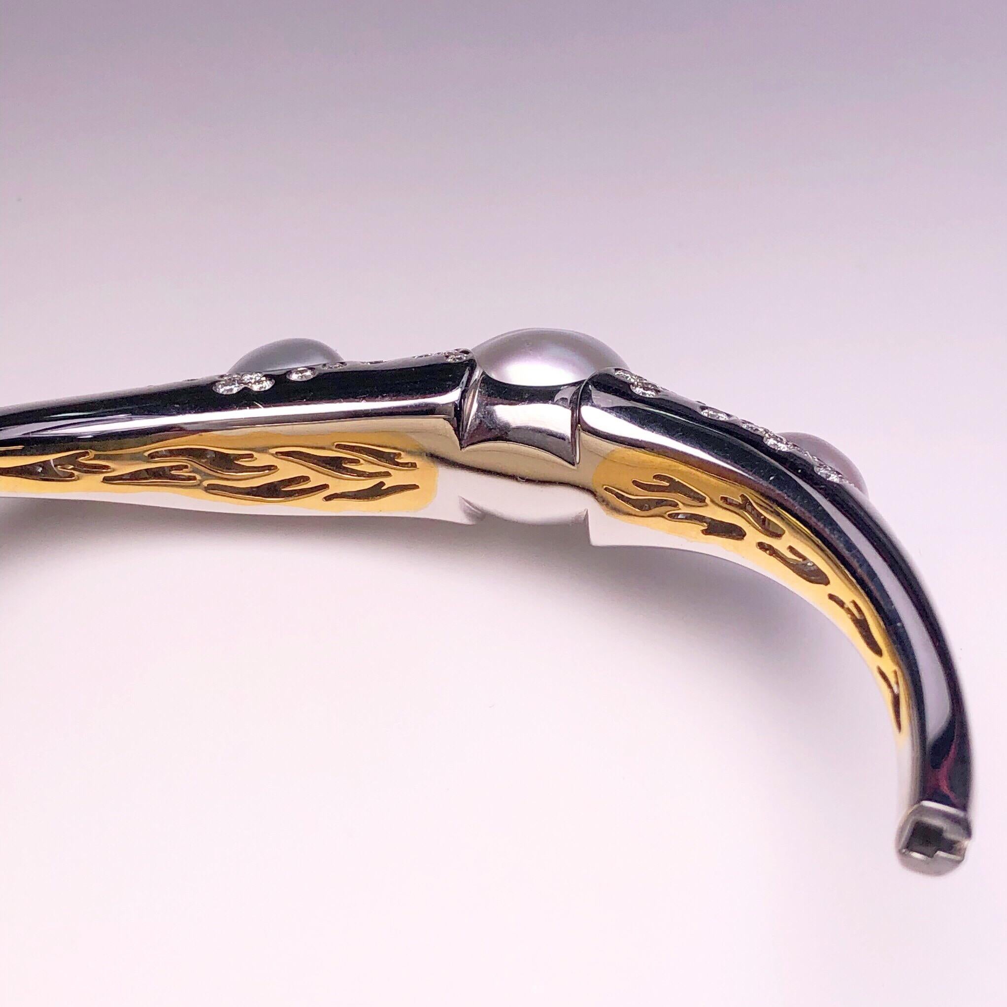 Bracelet jonc Autore en perles baroques et diamants de 2,02 carats Neuf - En vente à New York, NY
