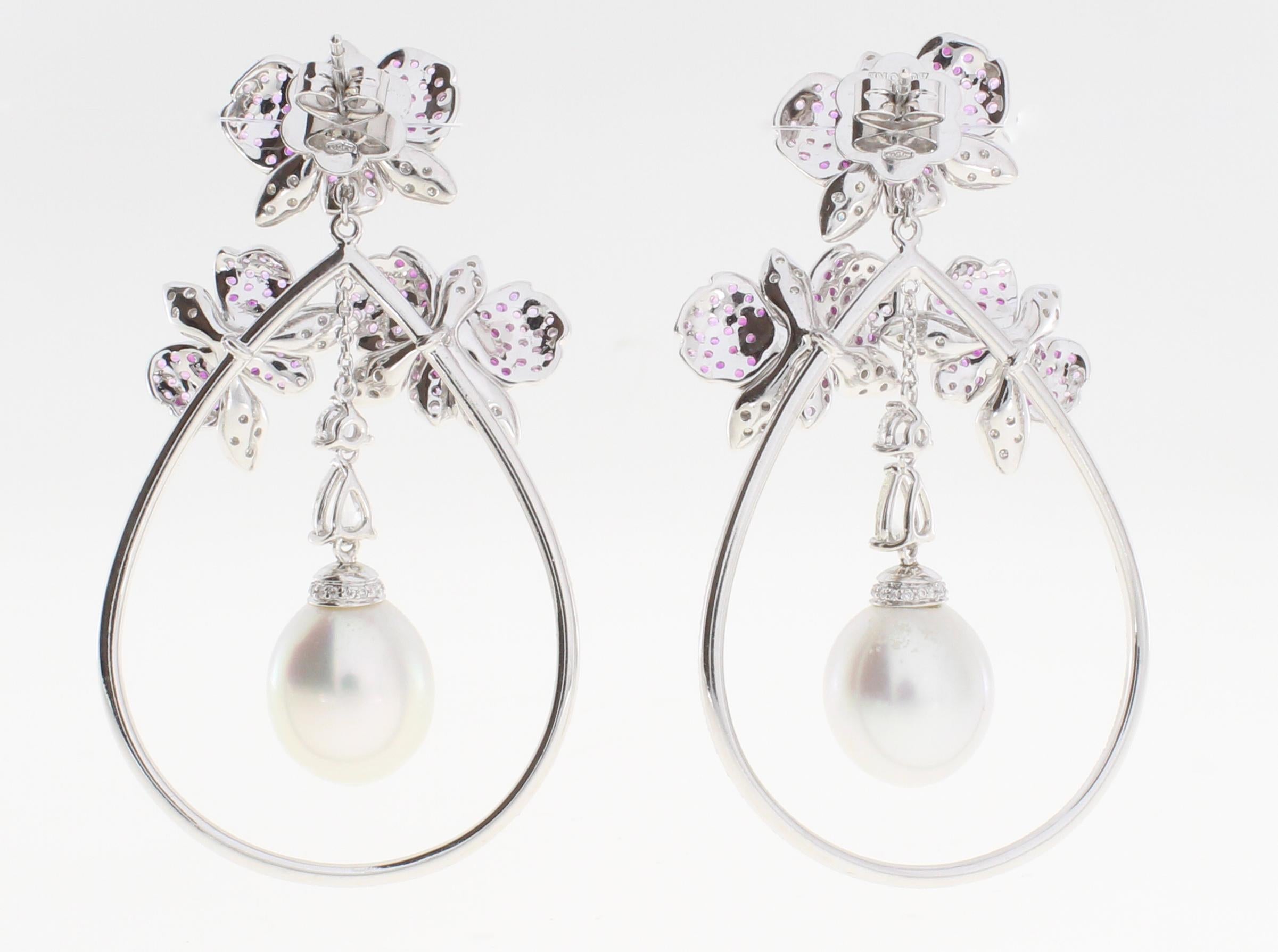 Autore Curly Pink Orchid Earrings In New Condition For Sale In Sydney, AU