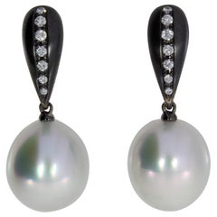 Autore Gold Diamond South Sea Pearl Earrings